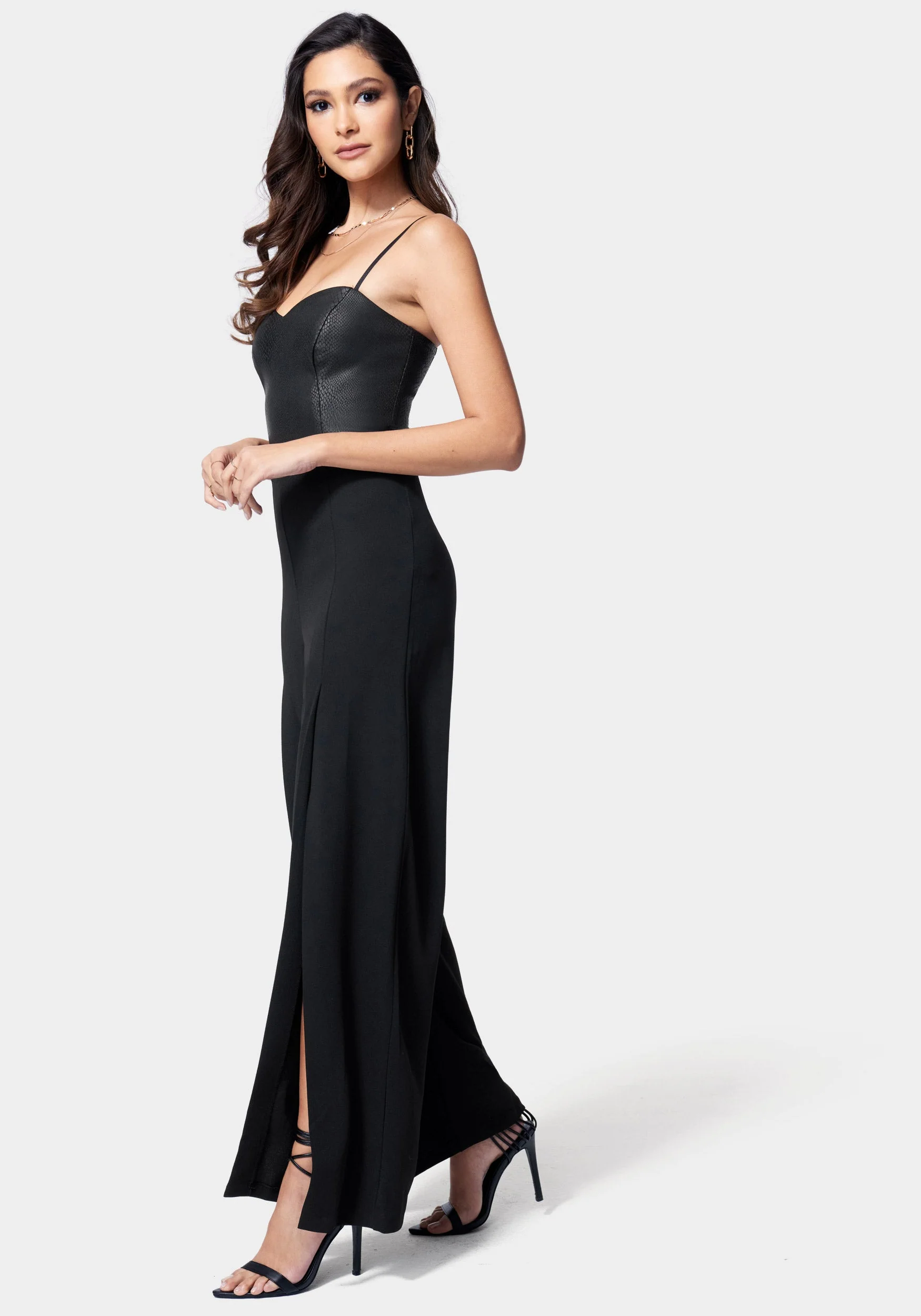 Vegan Leather Open Leg Jumpsuit - Image 2