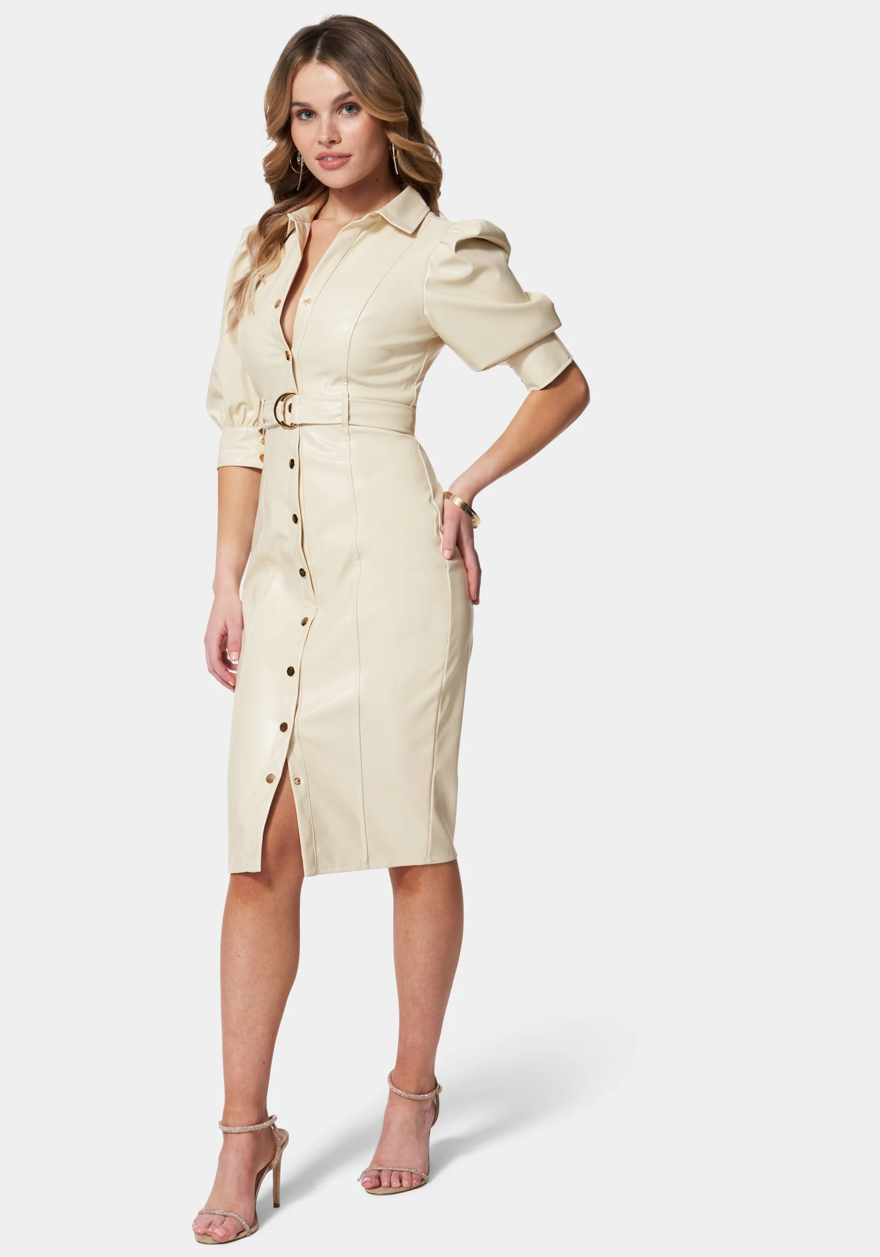 Faux Leather Shirt Dress - Image 3