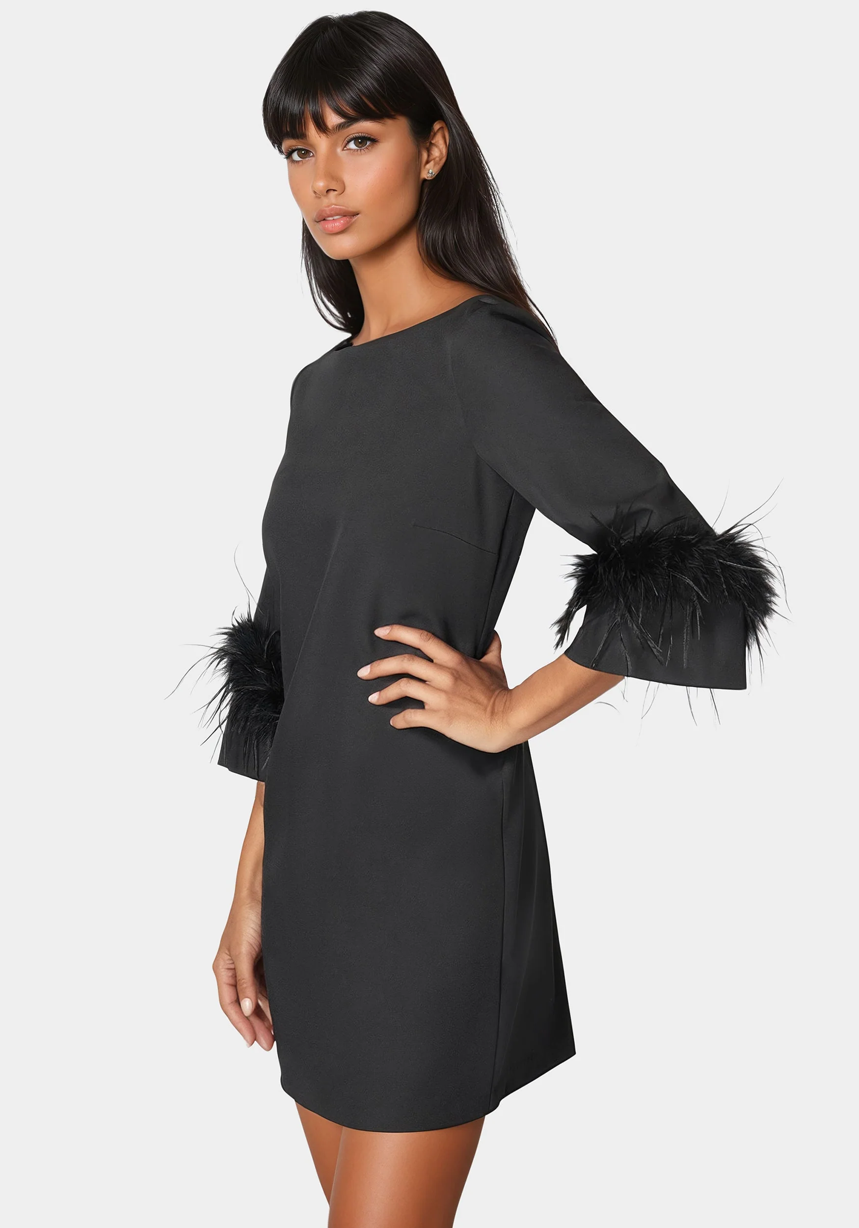 Feather Sleeve Mini Dress - Image 2