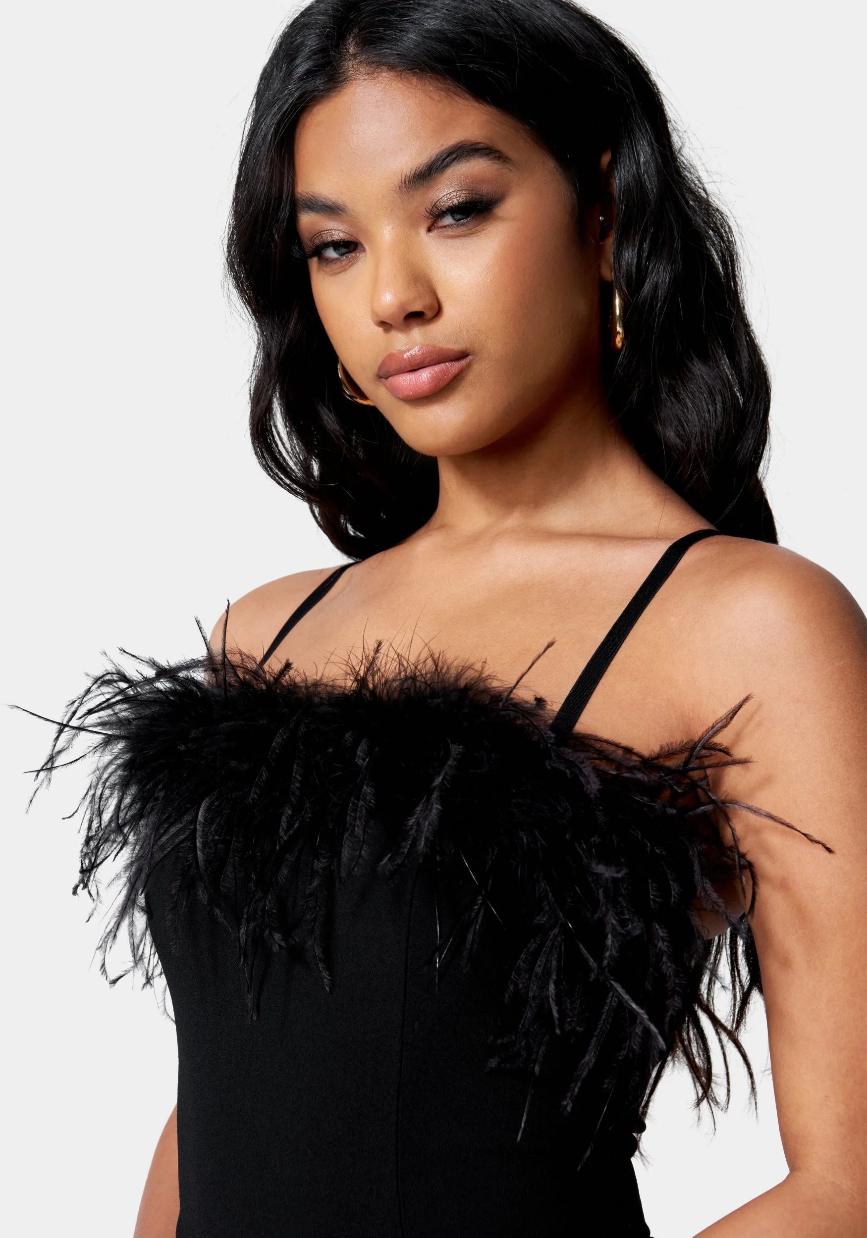 Feather Trim Split Hem Jumpsuit - Image 4