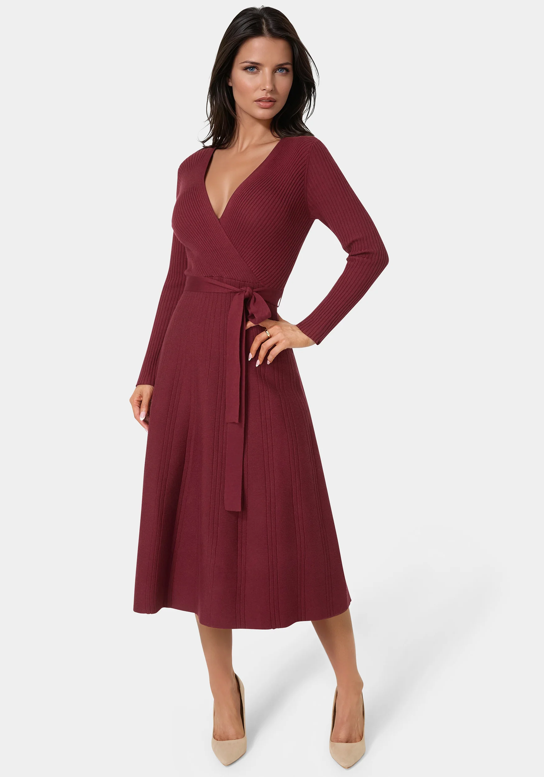 Fit and Flare Midi Sweater Dress