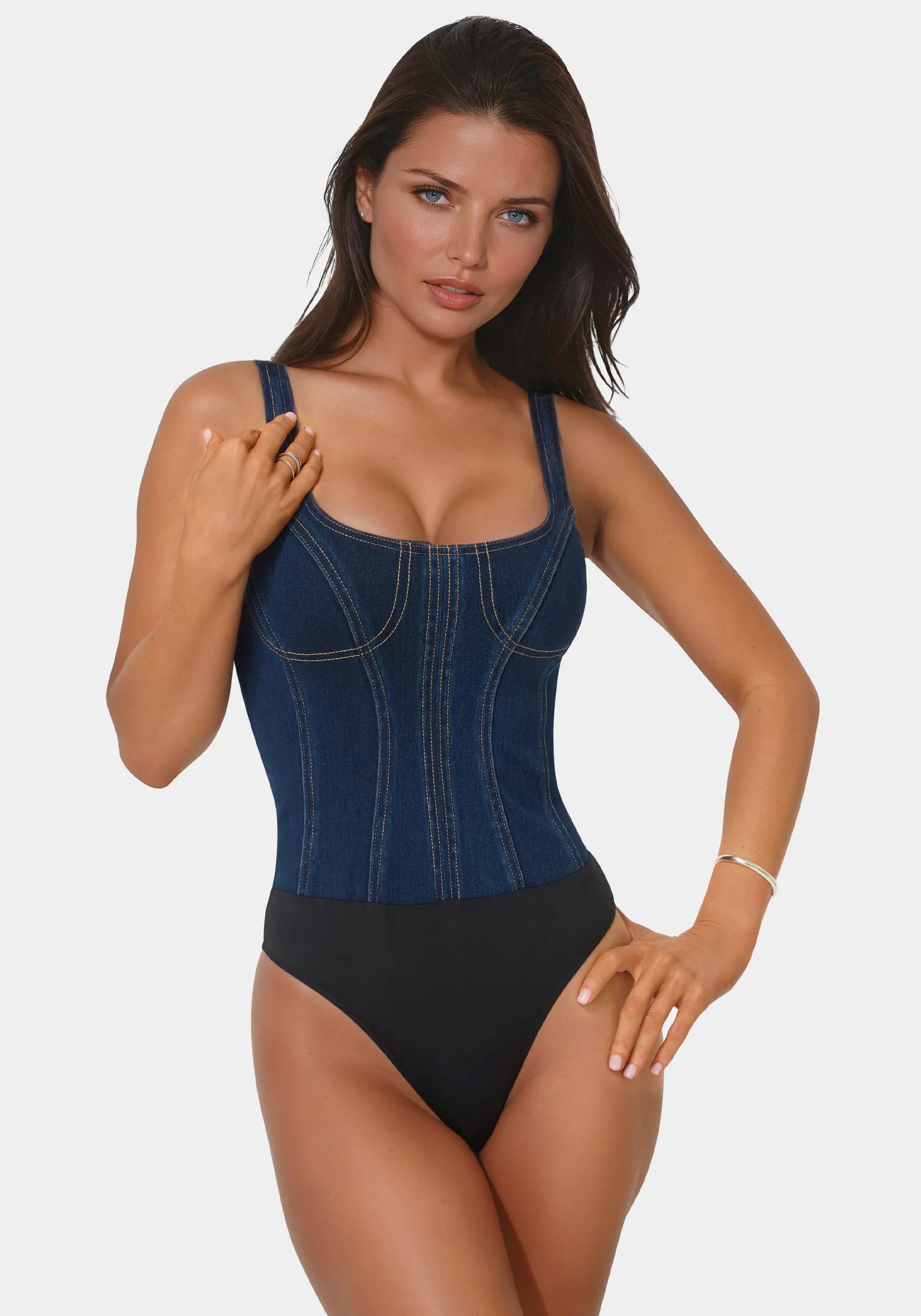 Fitted Denim Bodysuit - Image 5