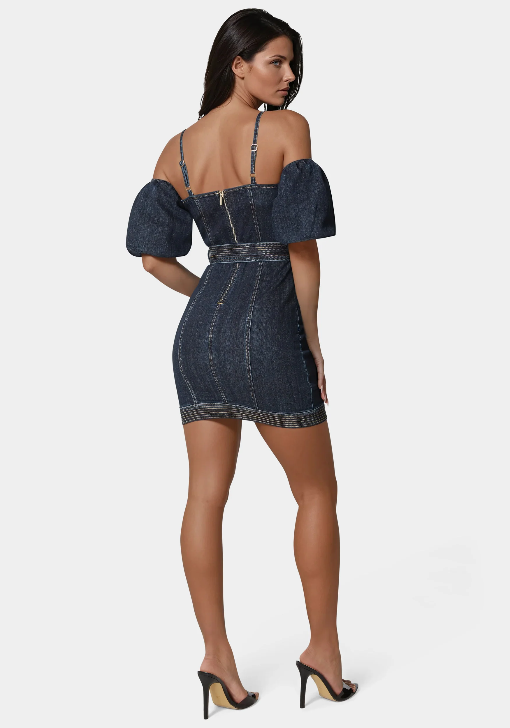Fitted Denim Dress - Image 4