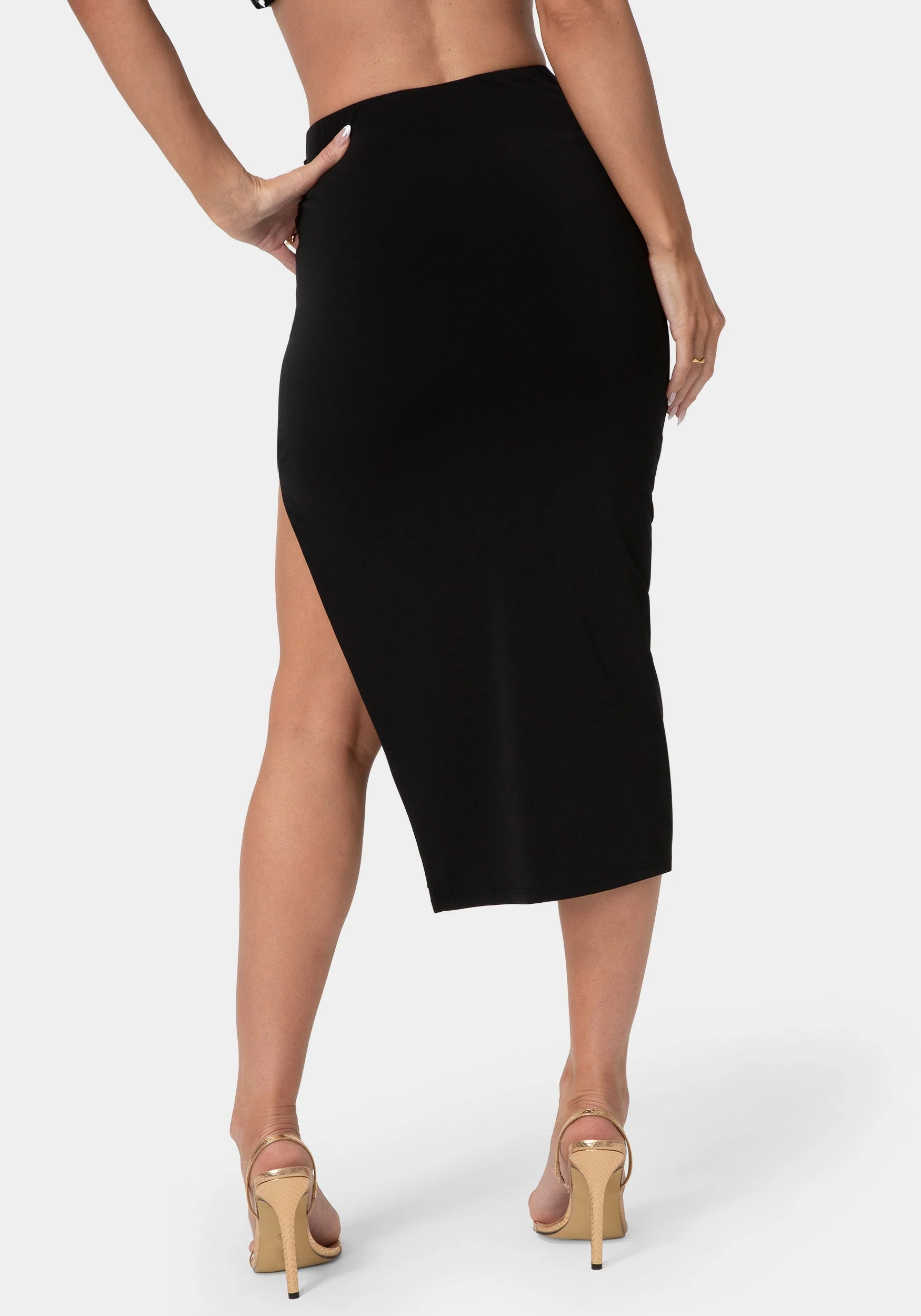 Fitted Midi Knit Skirt - Image 2