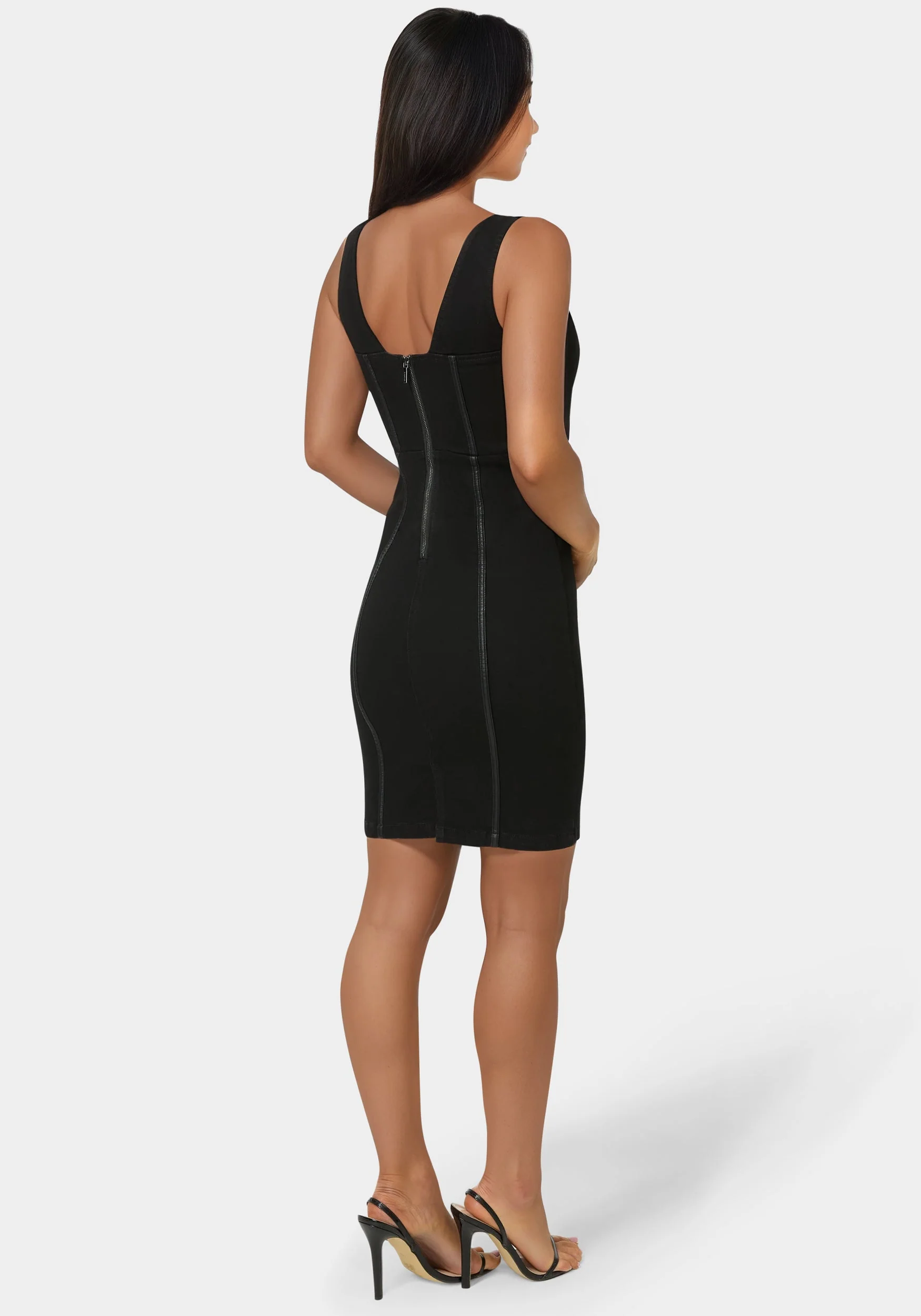 Fitted Mini Denim Dress - Image 3