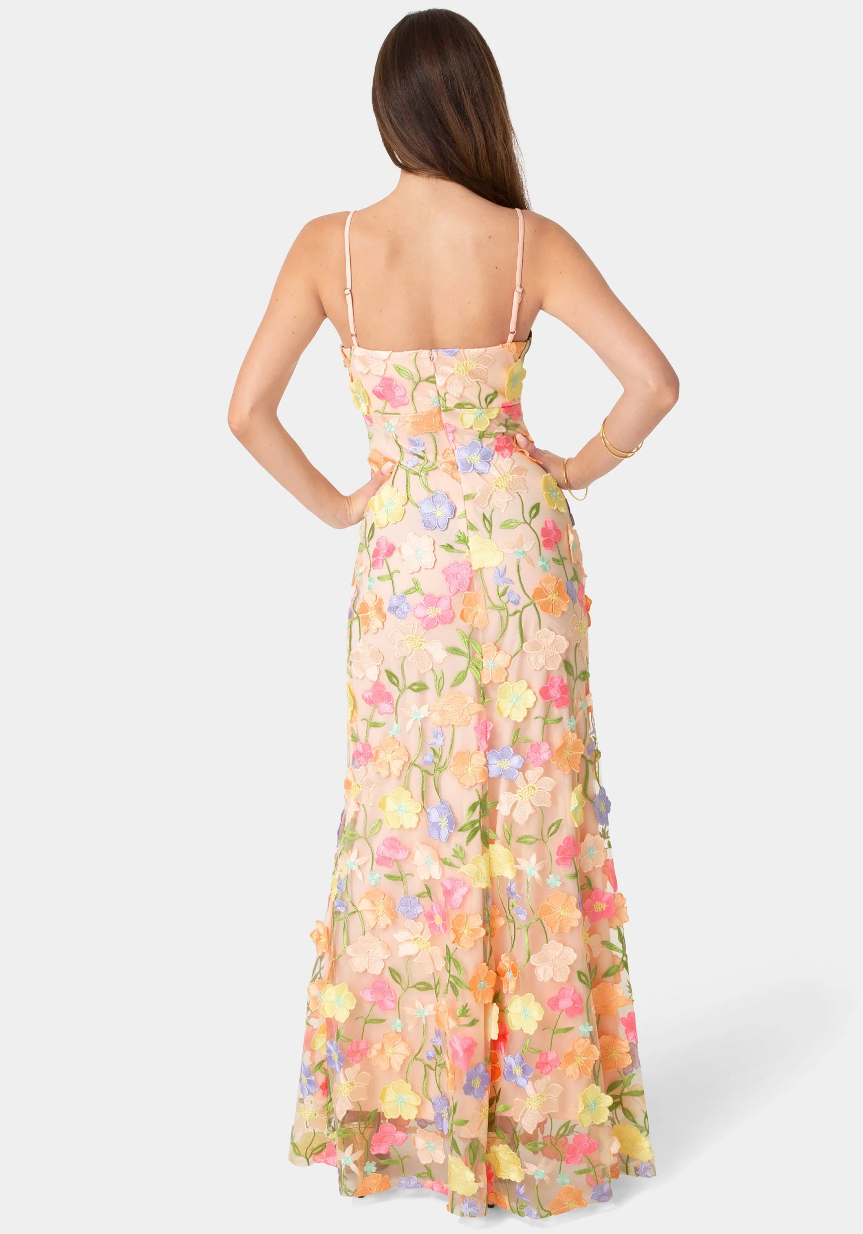 Floral Embroidery Bodycon Maxi Dress - Image 3