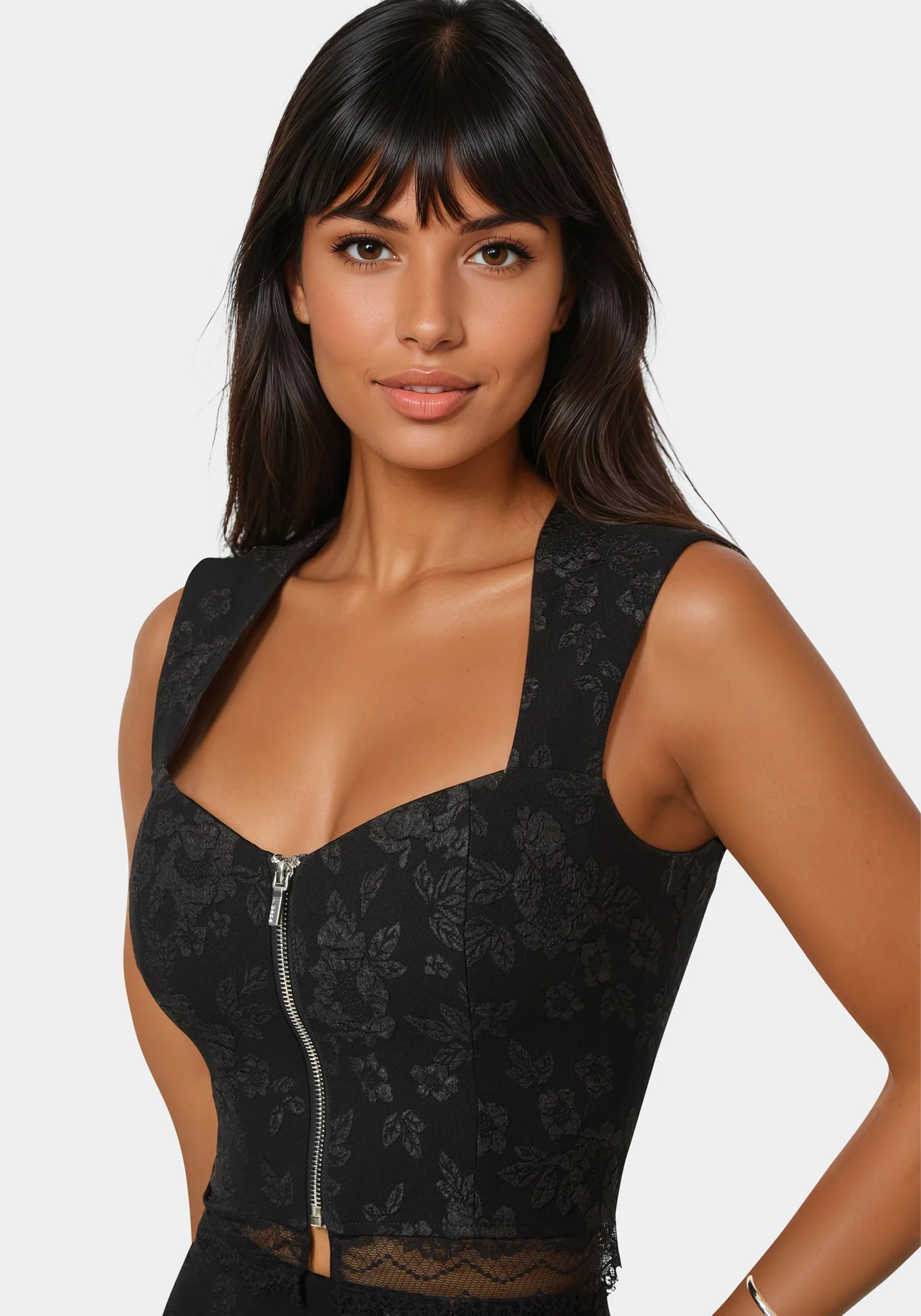 Floral Jacquard Corset Top - Image 5