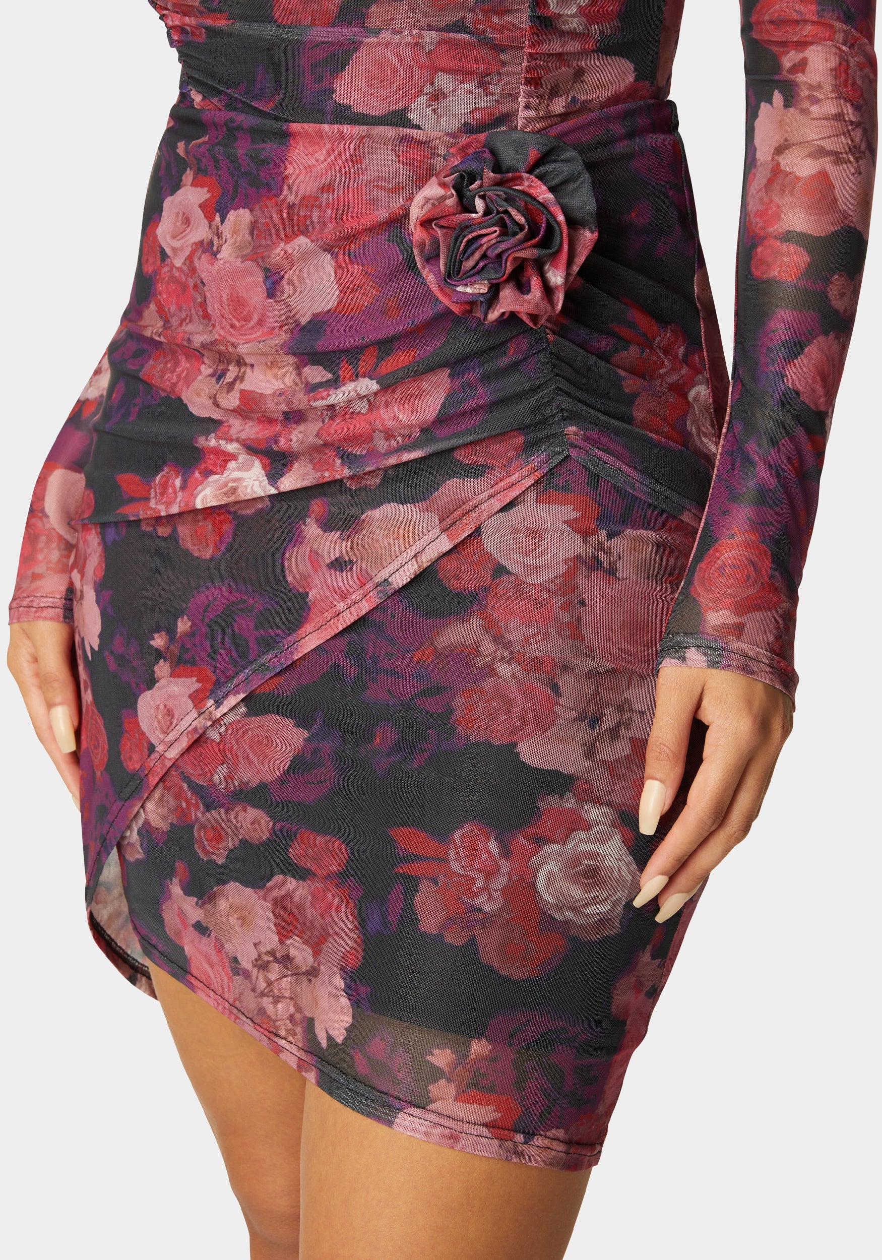 Floral Mesh Mini Skirt - Image 4