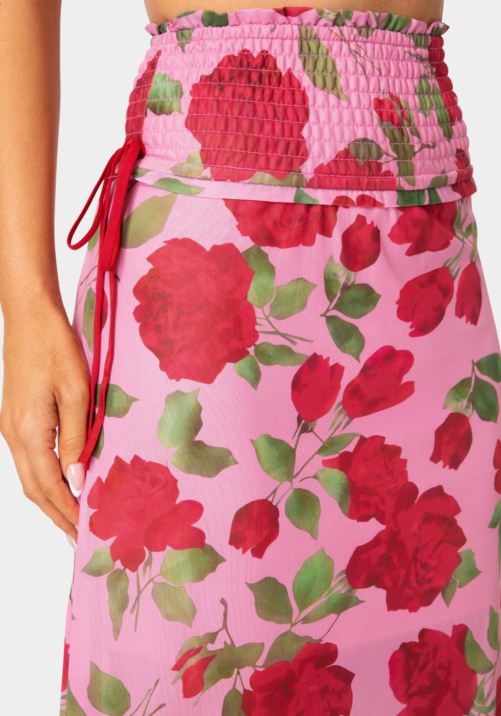 Floral Printed Mesh Maxi Skirt - Image 5