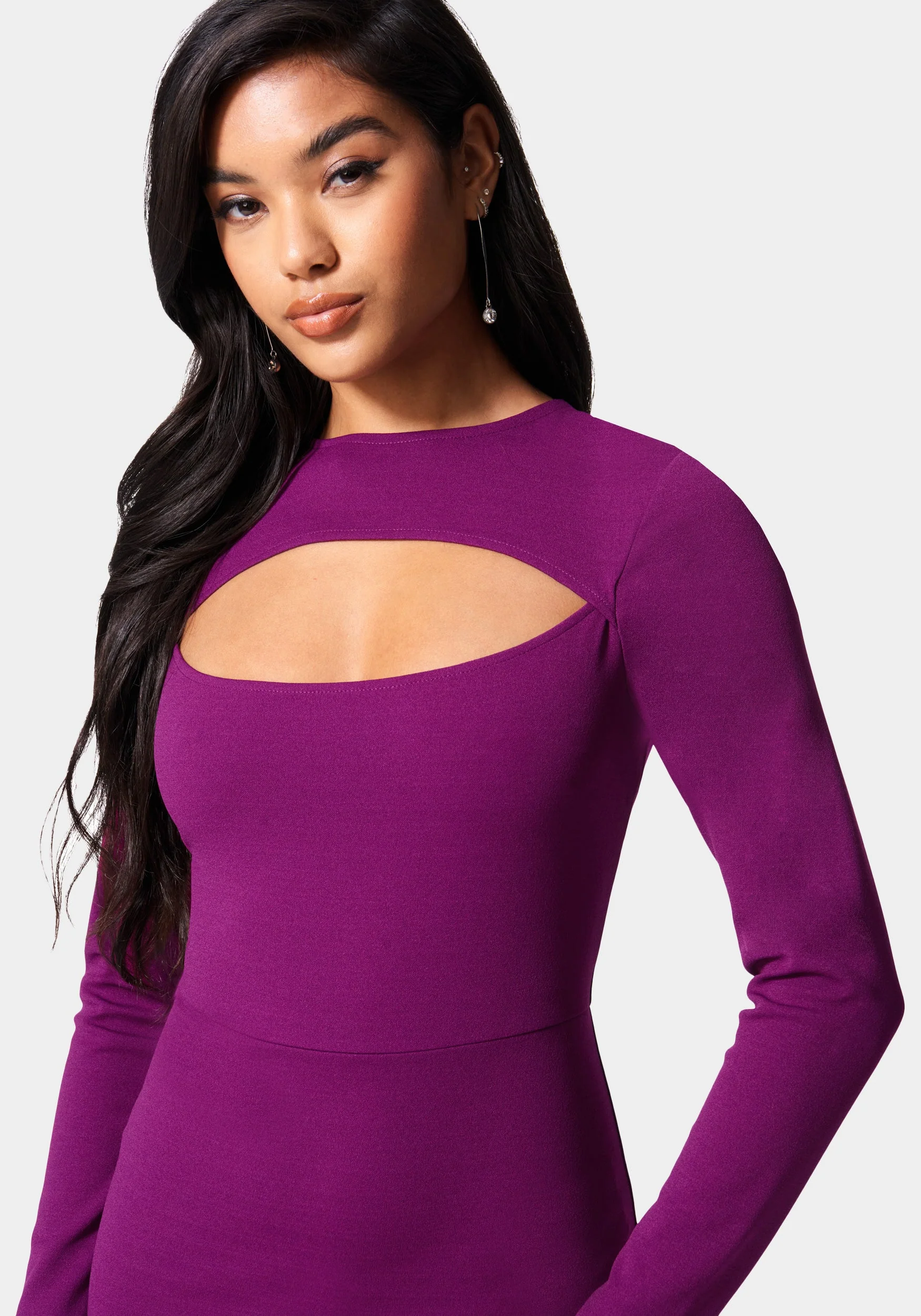 Flounce Hem Long Sleeve Midi Dress - Image 4