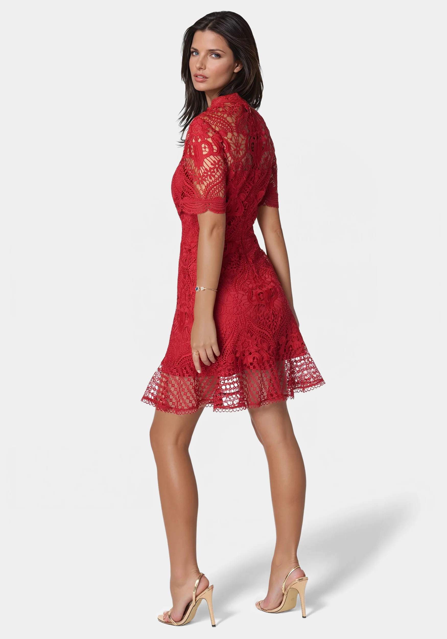Flounce Lace Mini Dress - Image 3