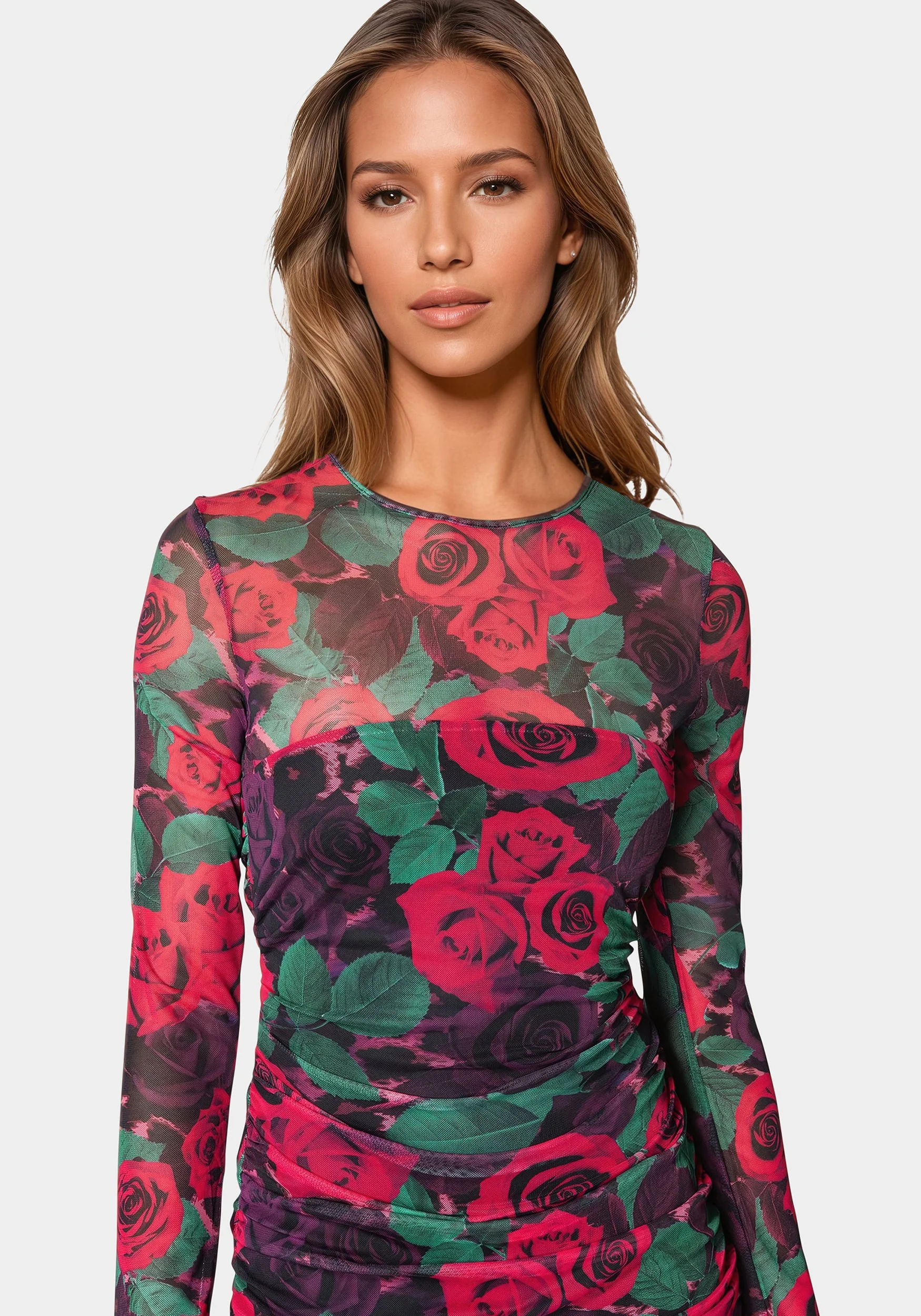 Flounce Mesh Longsleeve Mini Dress - Image 4