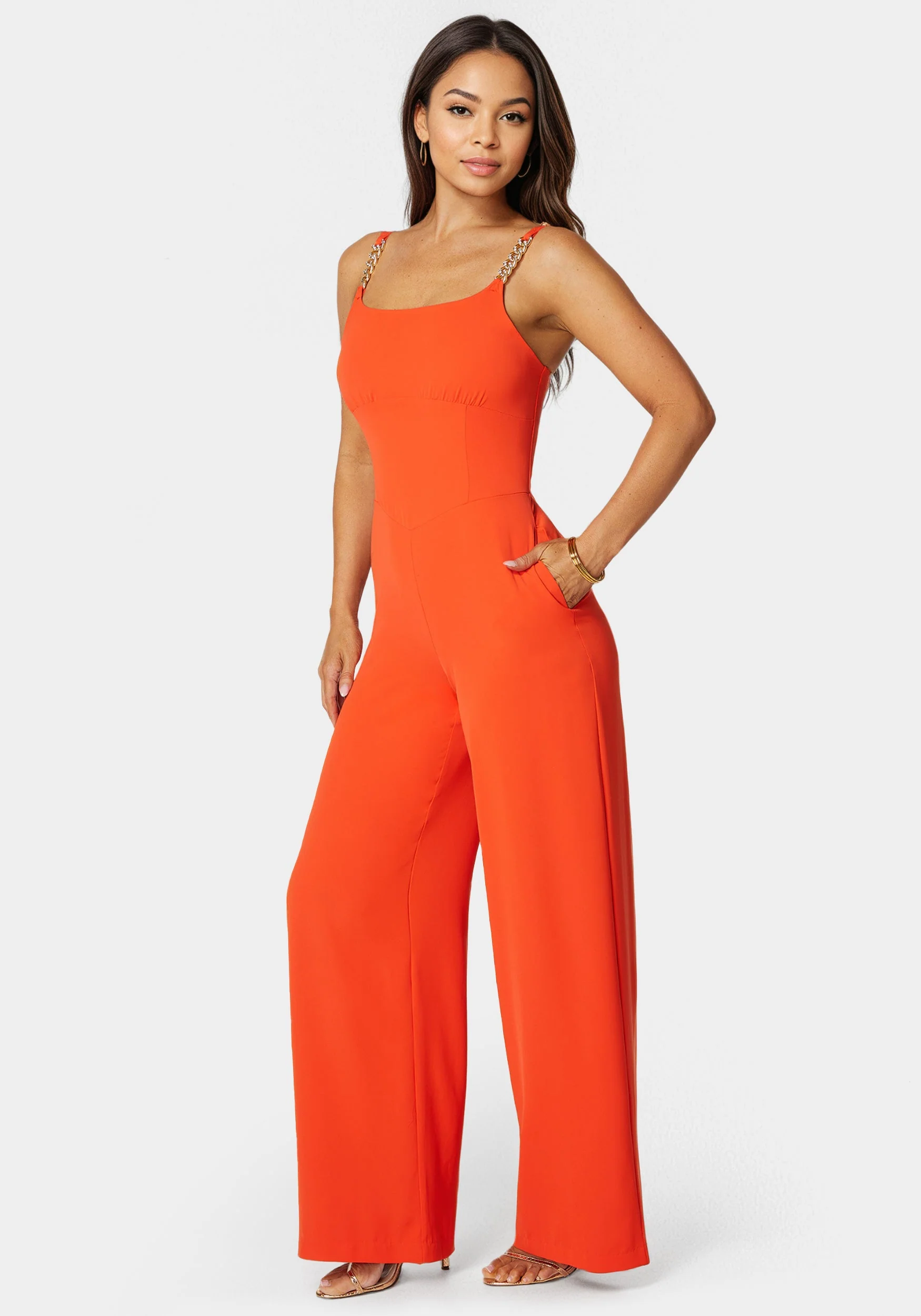 Fluid Crepe Palazzo Leg Jumpsuit - Image 2