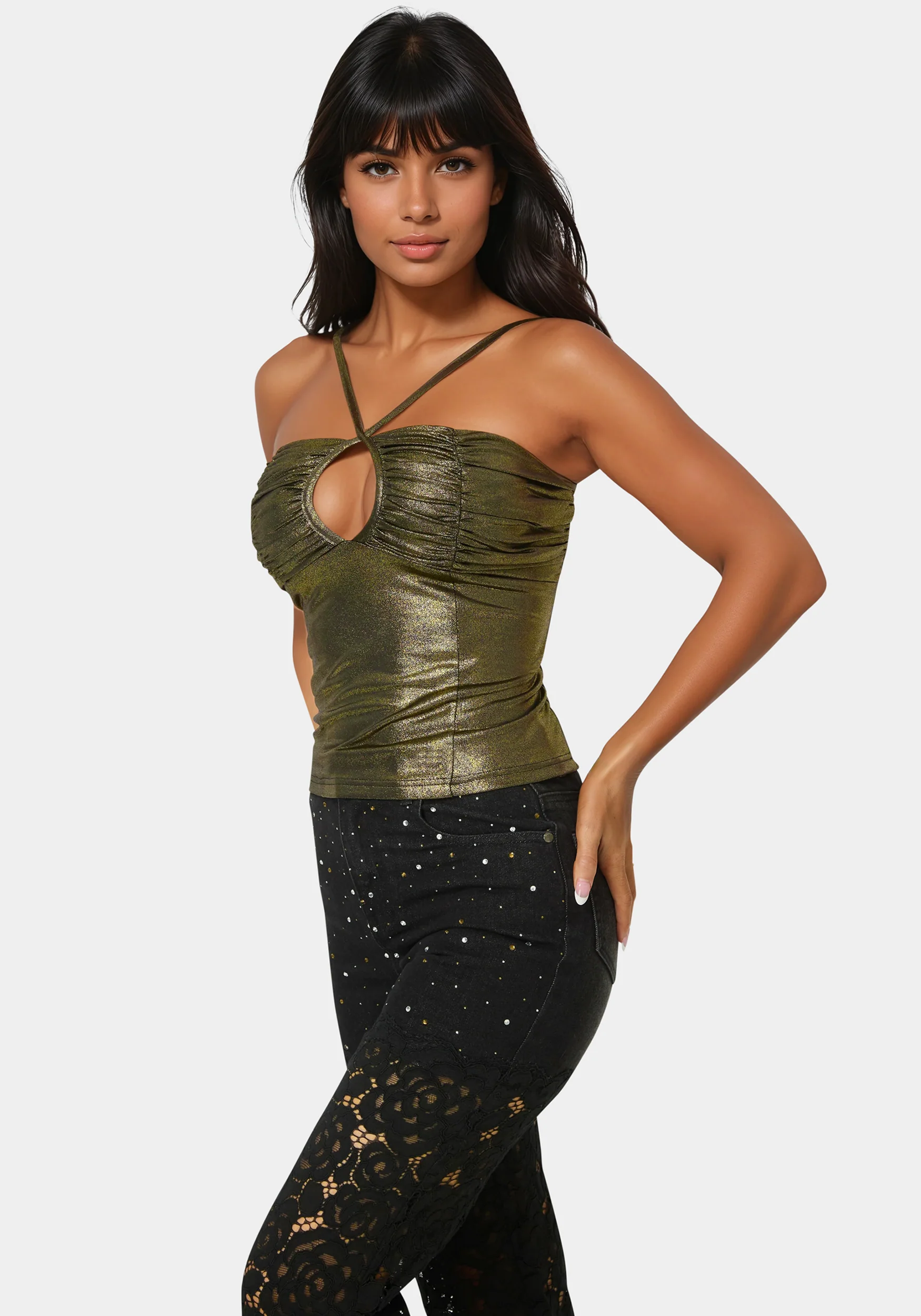 Foil Knit Ruched Top - Image 2