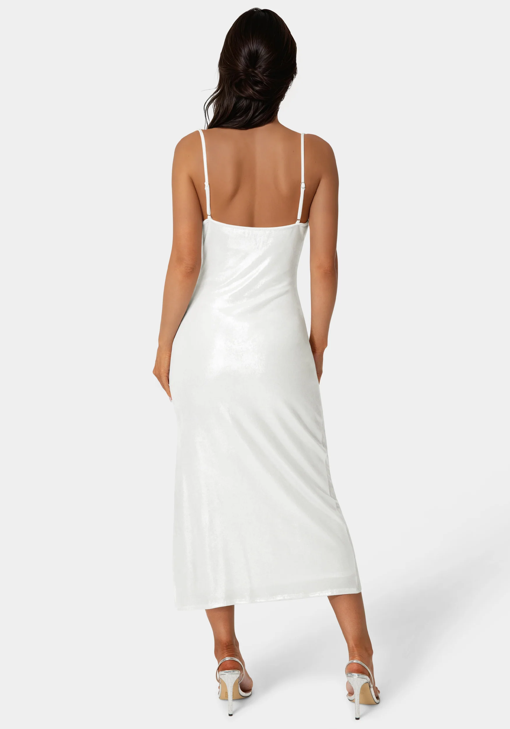 Foil Metallic Slinky Cowl Maxi Dress - Image 3