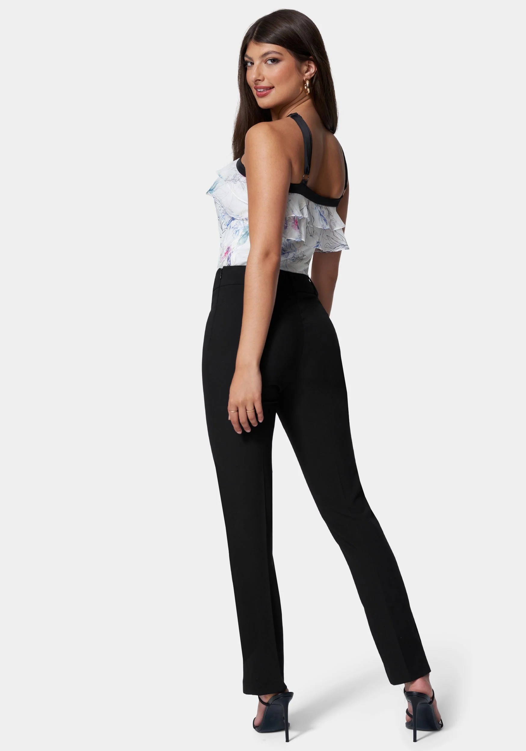 Front Slit Slim Leg Woven Pant - Image 3