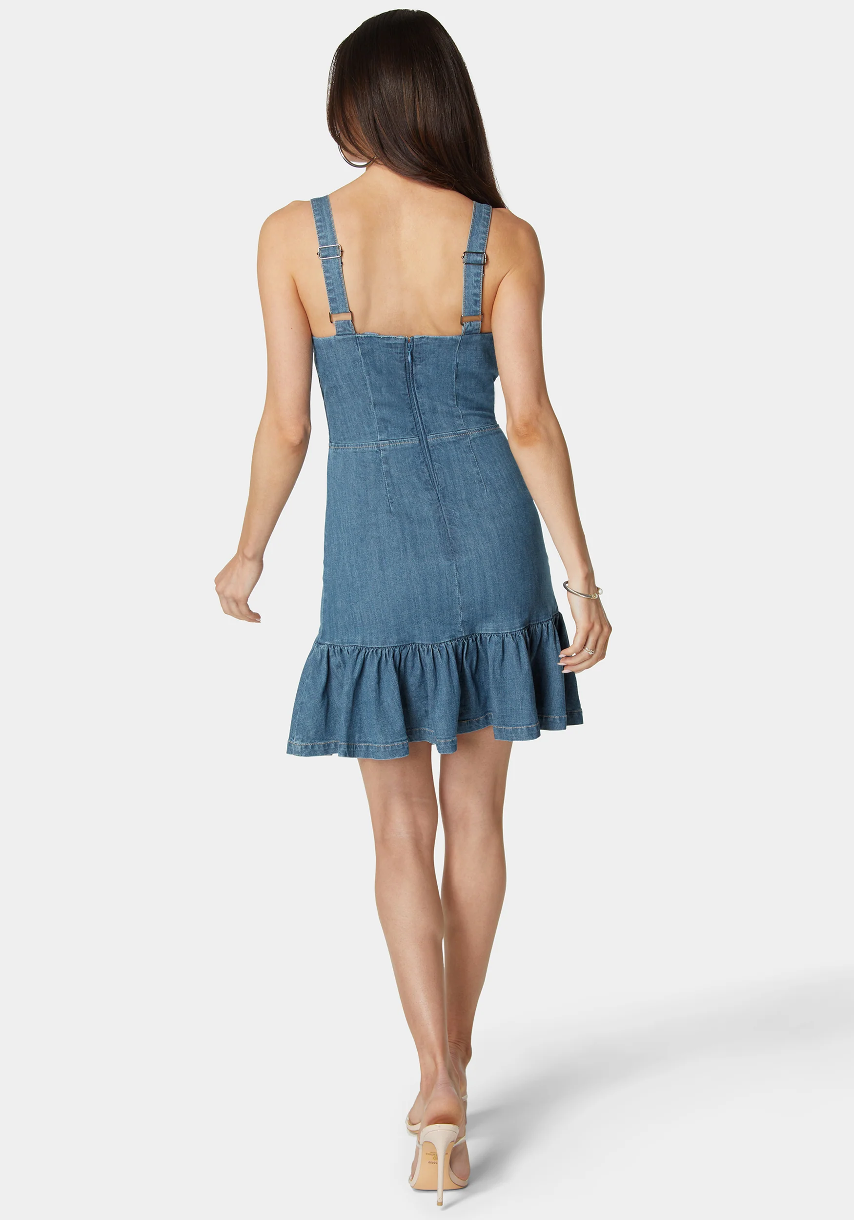 Front Tie Fit & Flare Denim Dress - Image 4