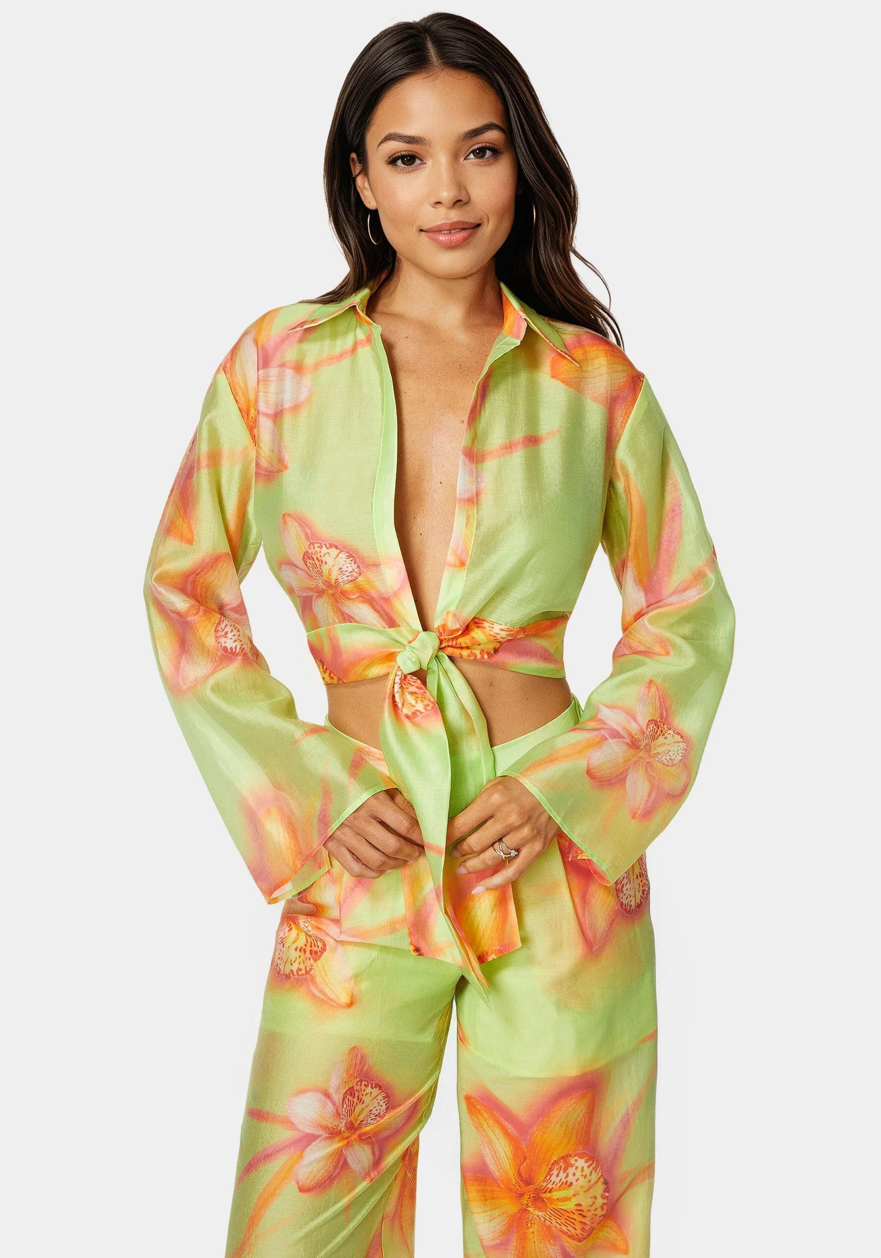 Front Tie Flowy Blouse