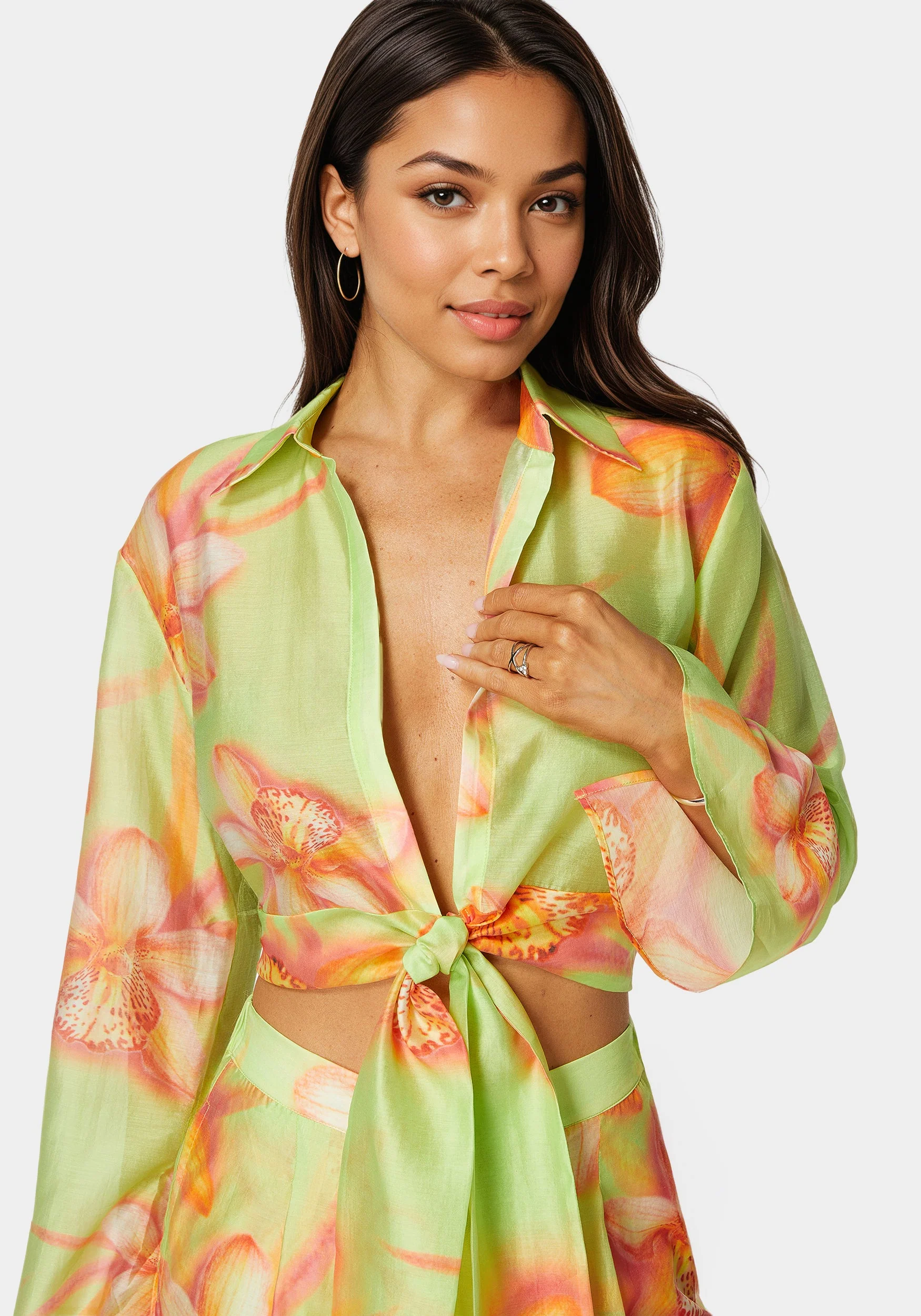 Front Tie Flowy Blouse - Image 4