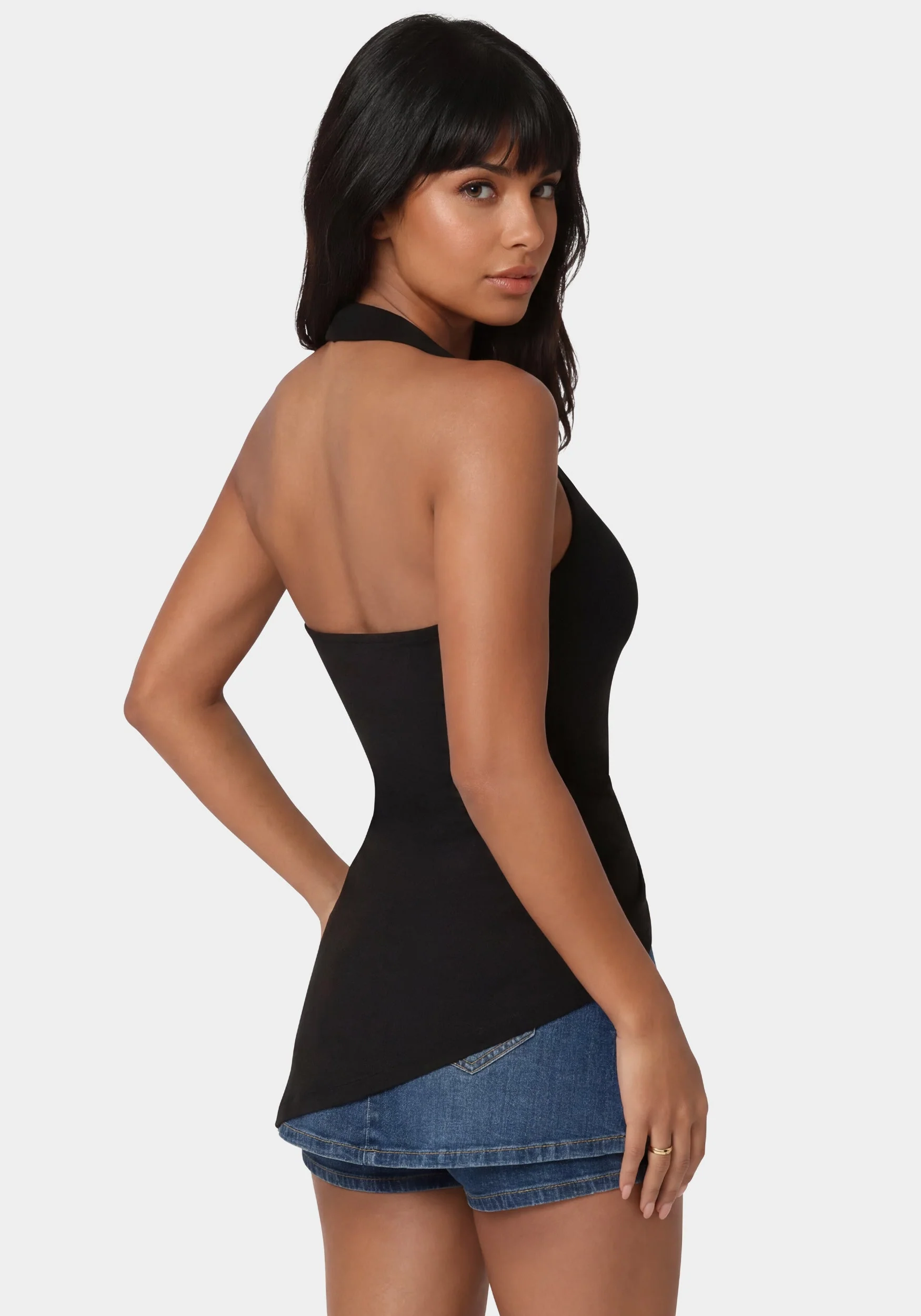 Gathered Tunic Halter Neck Knit Top - Image 2