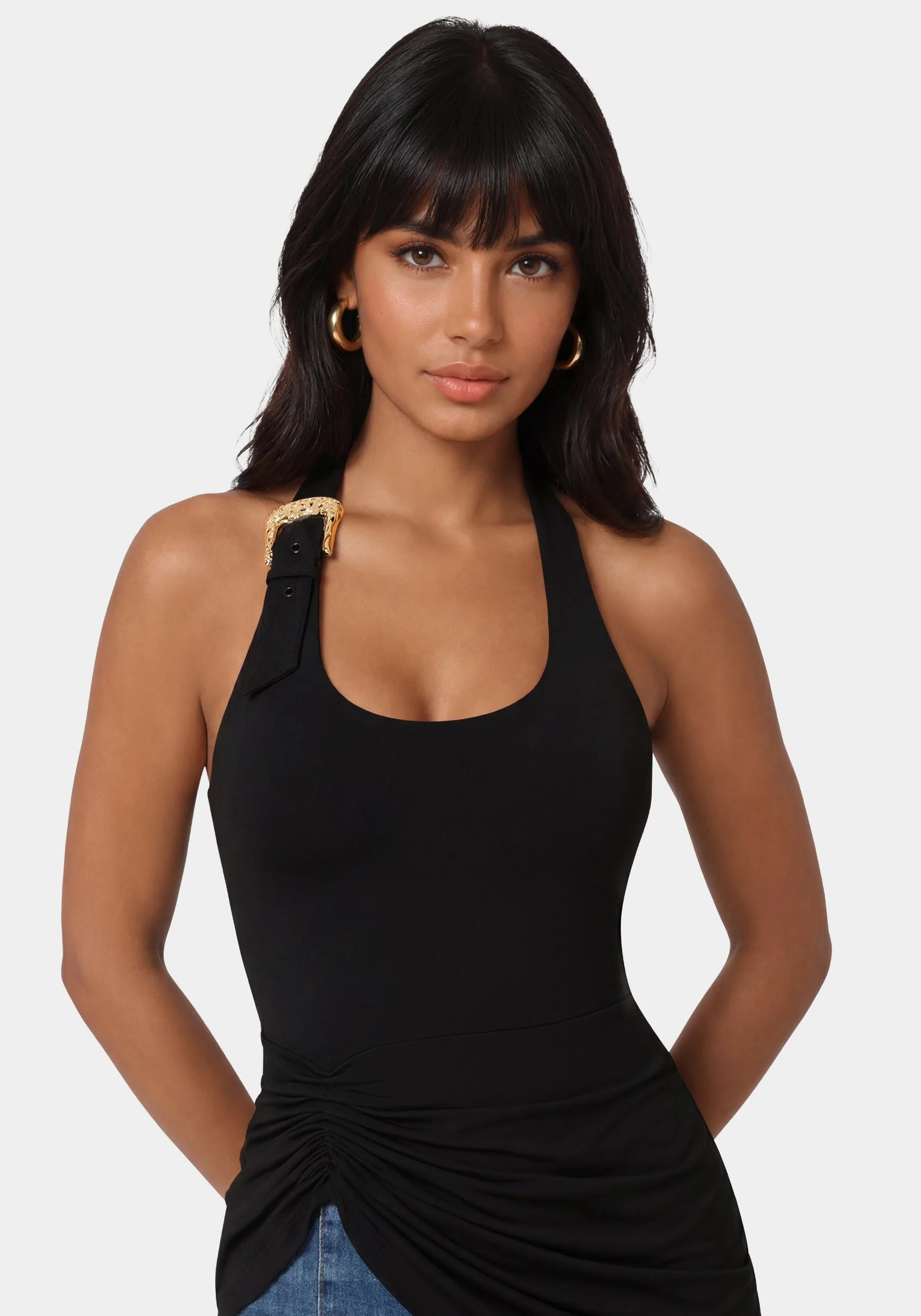 Gathered Tunic Halter Neck Knit Top - Image 5