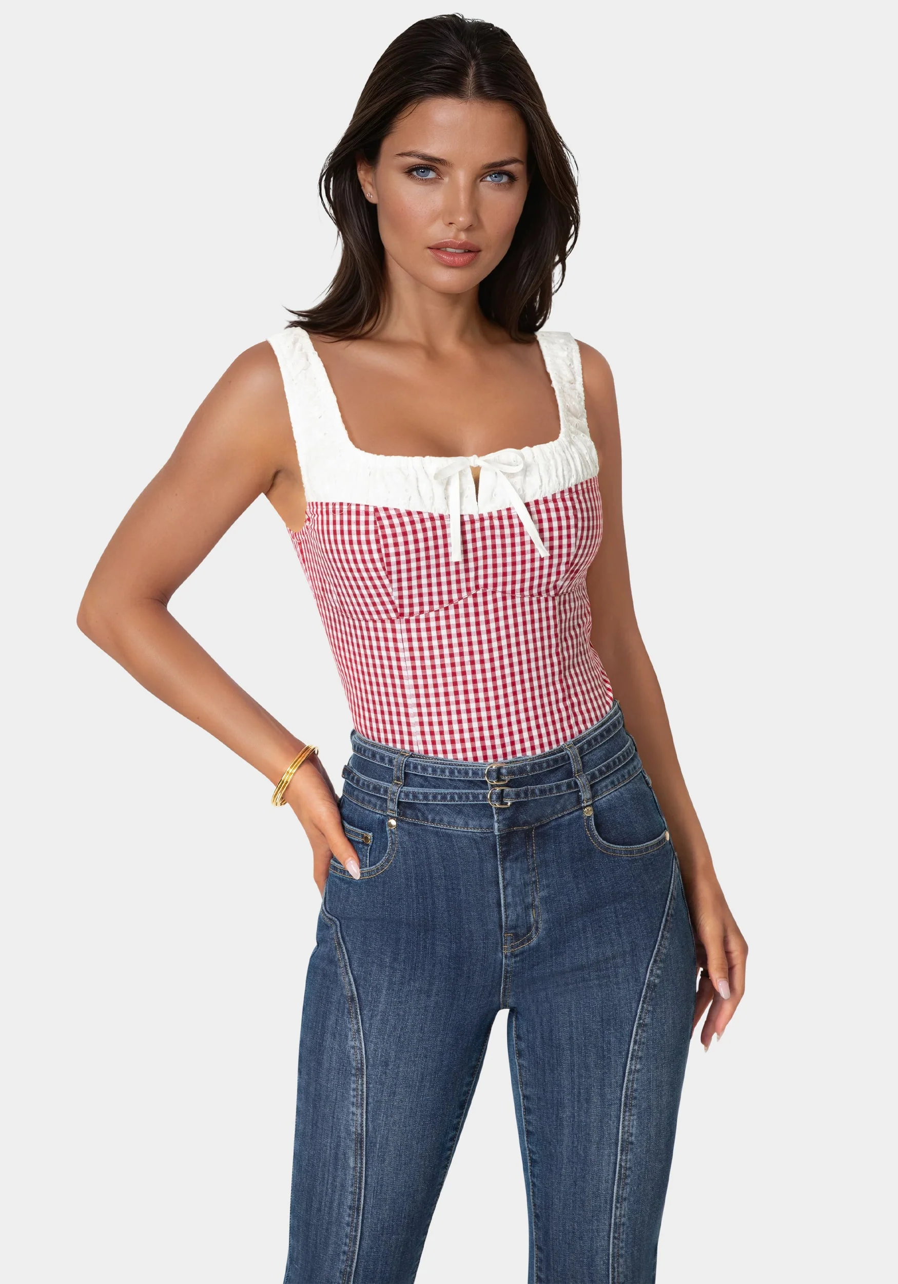 Gingham Front Tie Top - Image 3