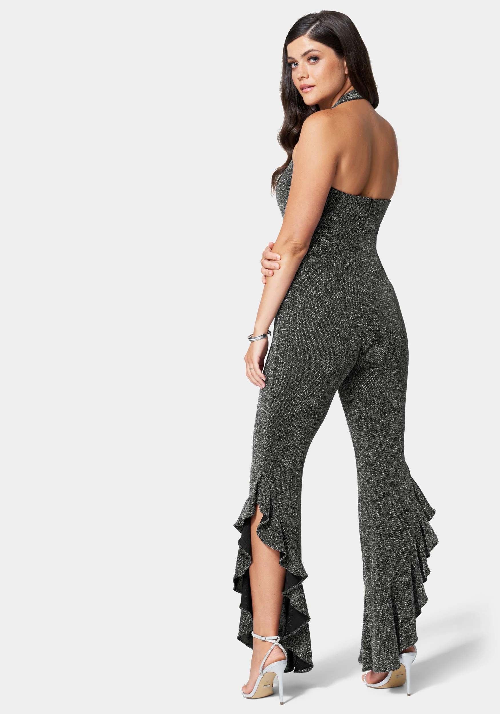 Glitter Knit Ruffle Leg Jumpsuit - Image 3
