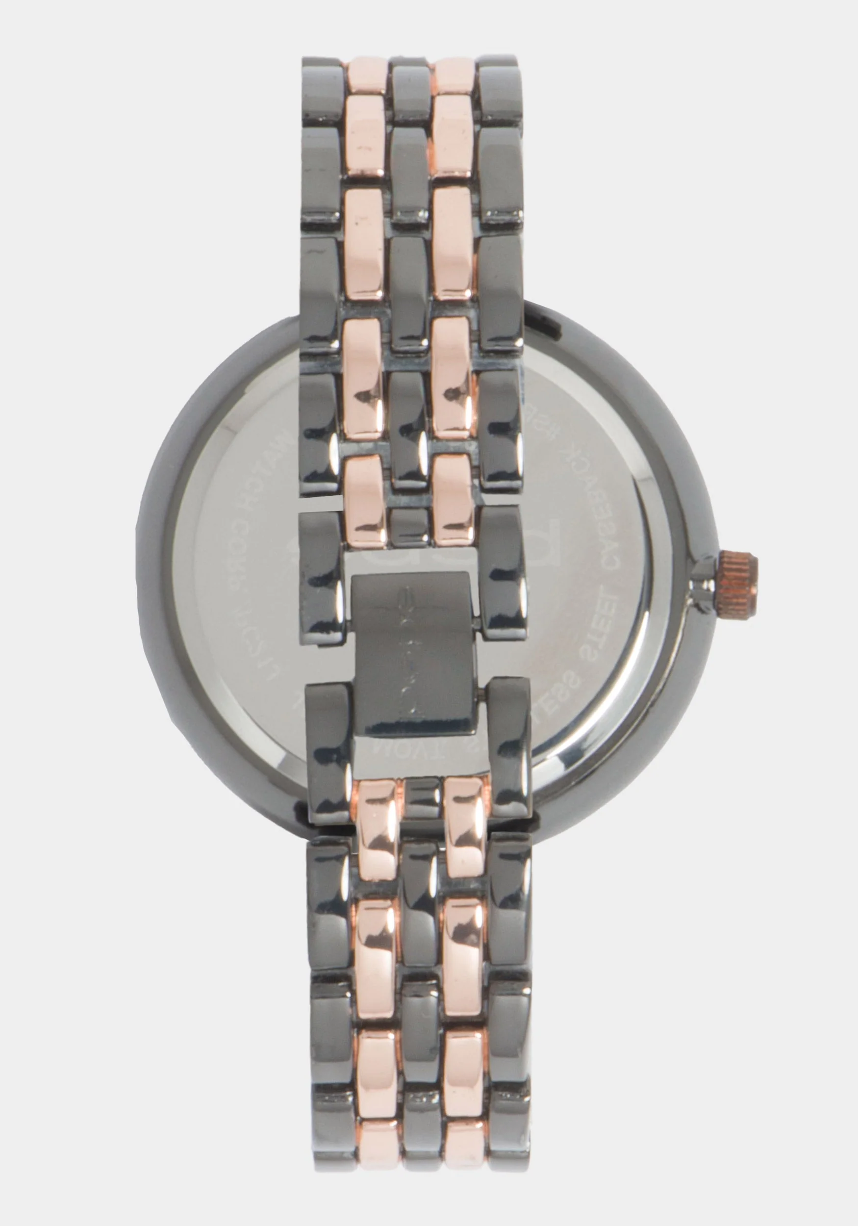 Glossy Gun Metal Dial Crystal Bezel Watch - Image 3