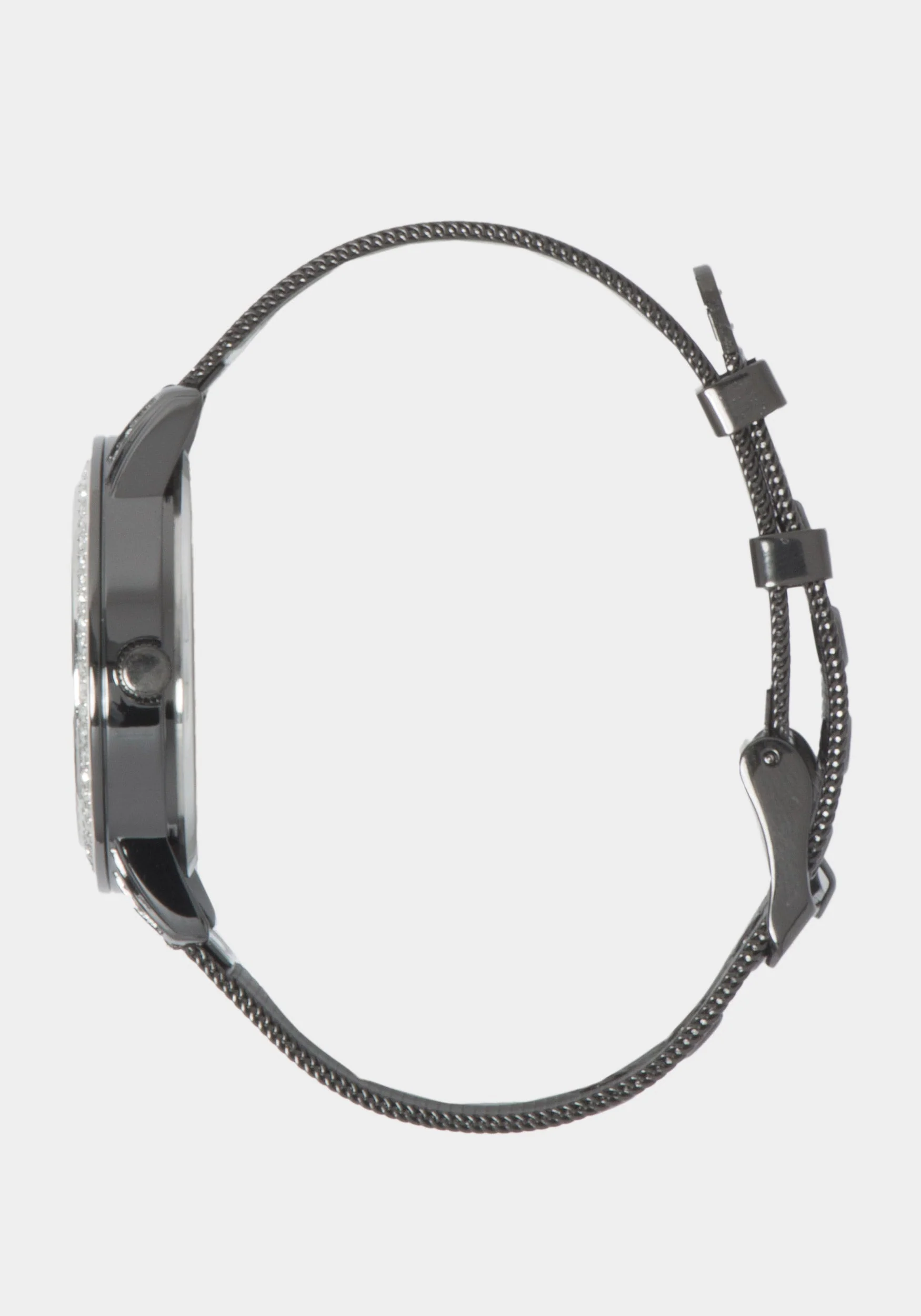 Glossy Gun Metal Dial Crystal Bezel Watch - Image 2