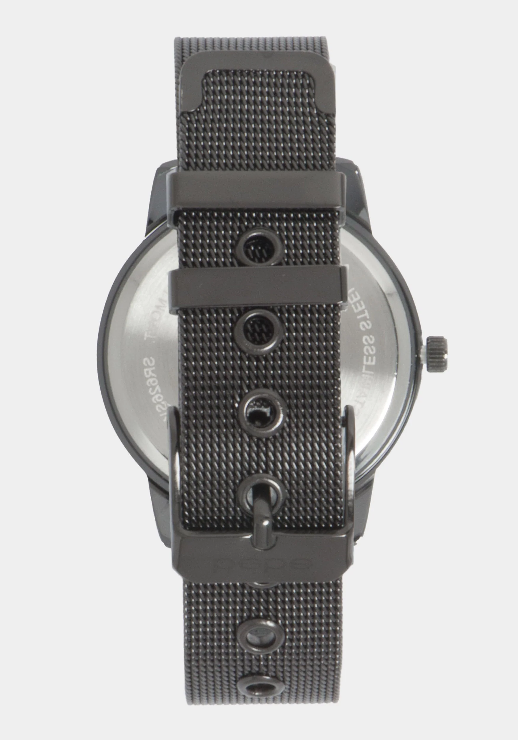 Glossy Gun Metal Dial Crystal Bezel Watch - Image 3