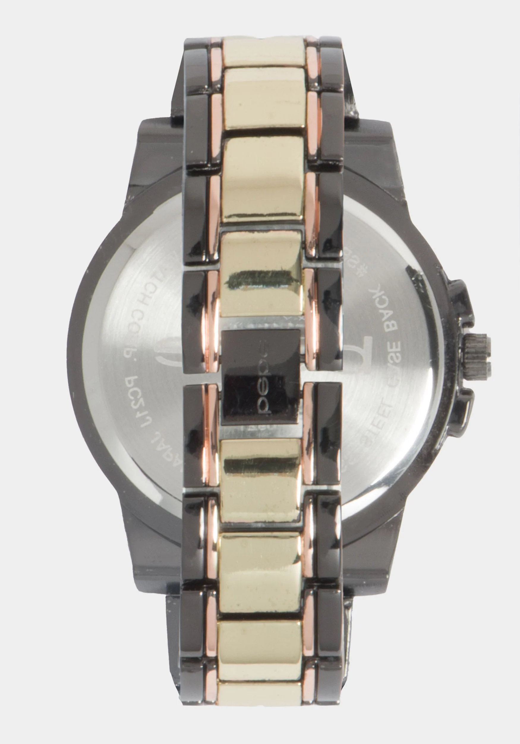 Glossy Gun Metal Dial Crystal Bezel Watch - Image 3
