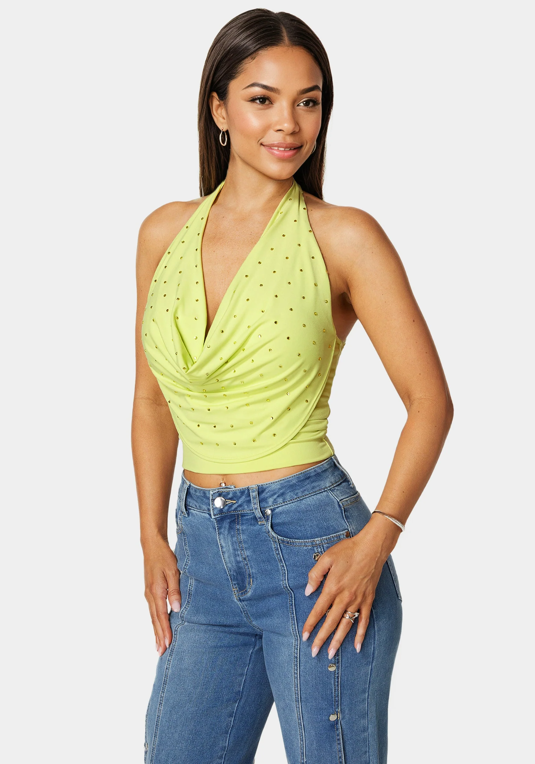 Halter Drape Embellished Top - Image 2