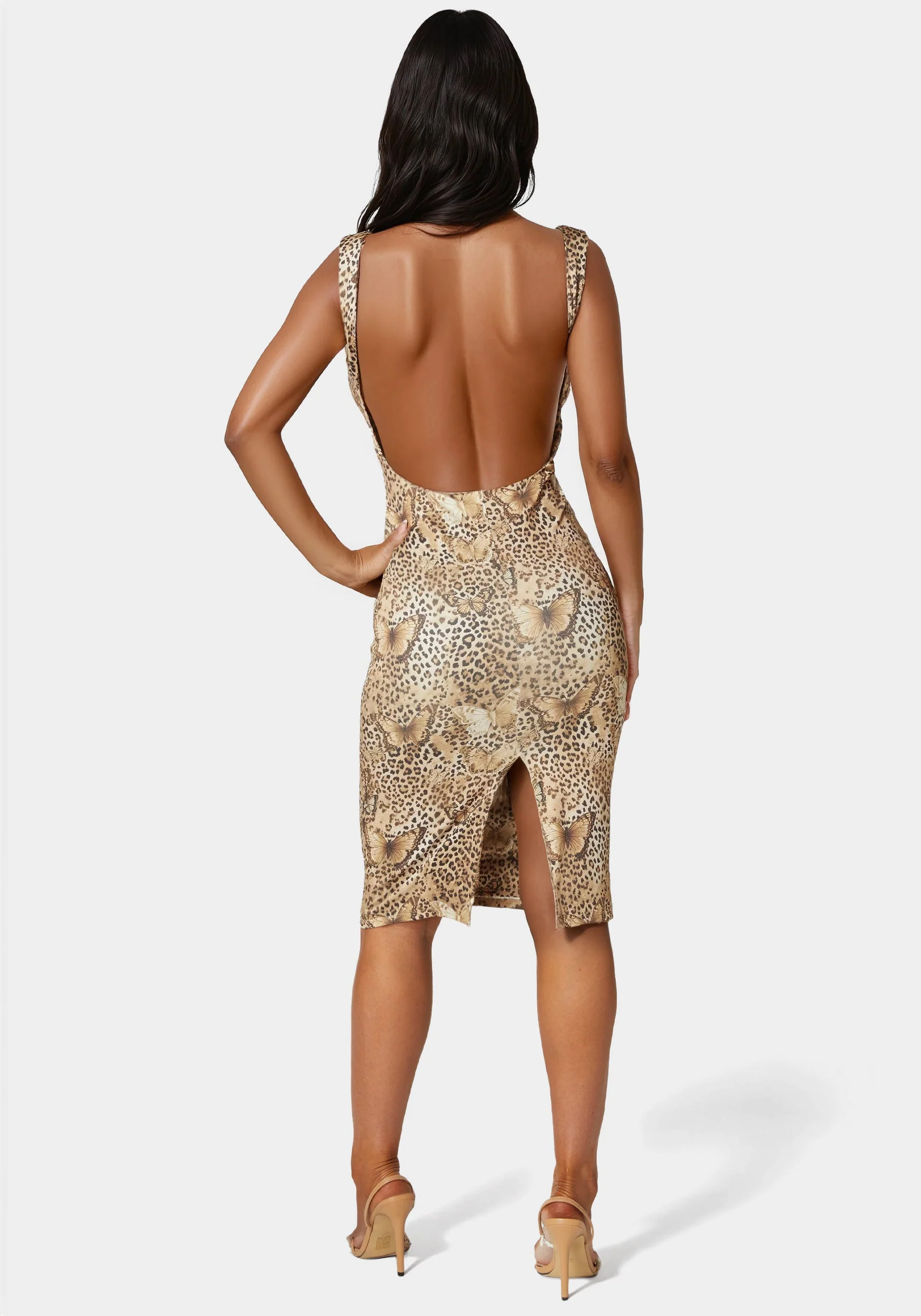 High Neck Open Back Midi Dress - Image 4