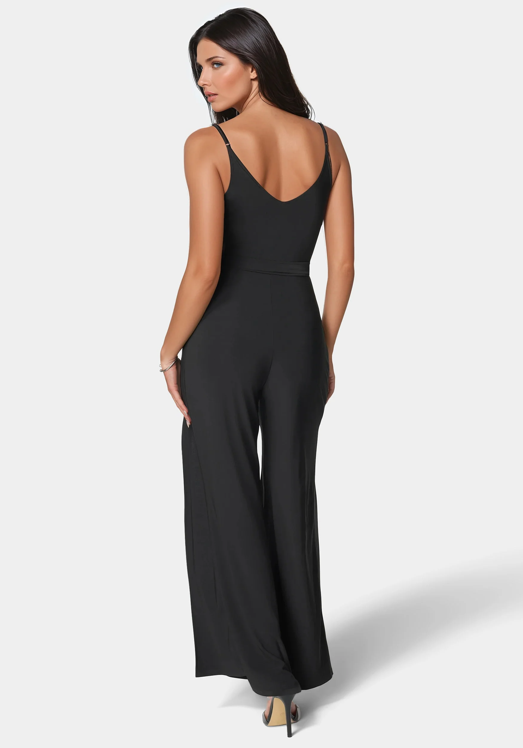 High Slit V-Neck Cami Strap Jumpsuit - Image 3