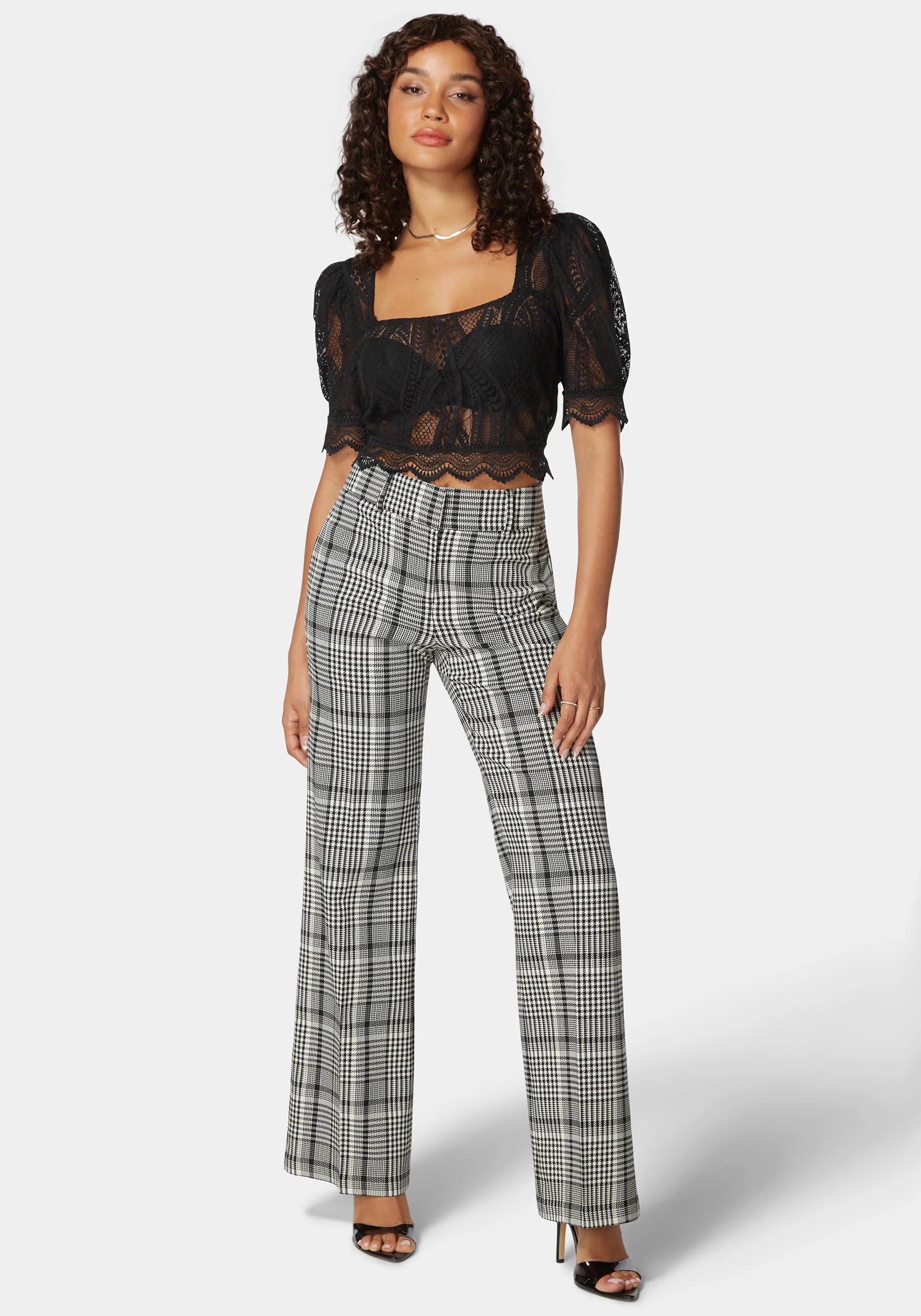High Waist Belted Novelty Wide Leg Pant - Image 2