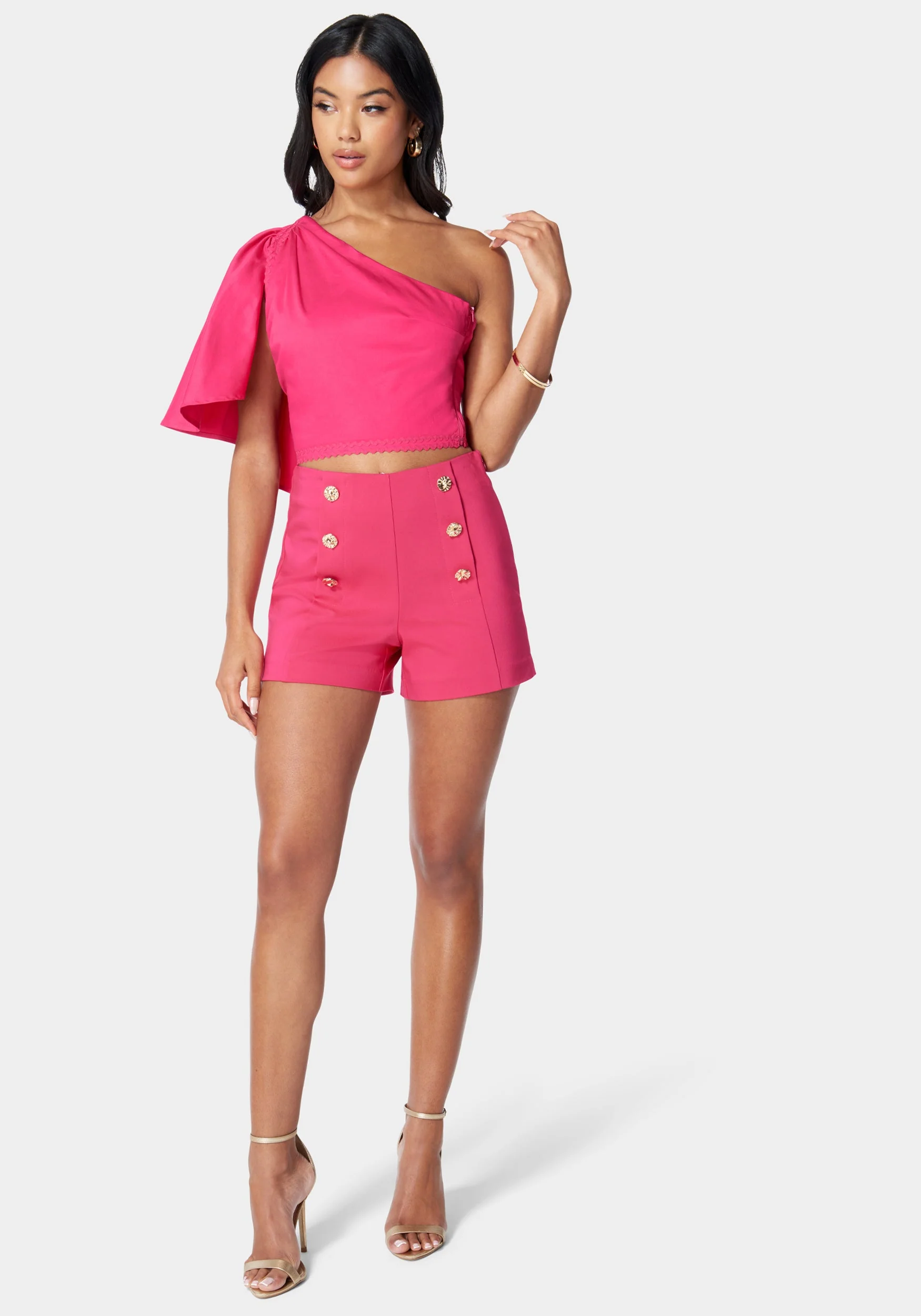 High Waist Button Detail Short - Image 2