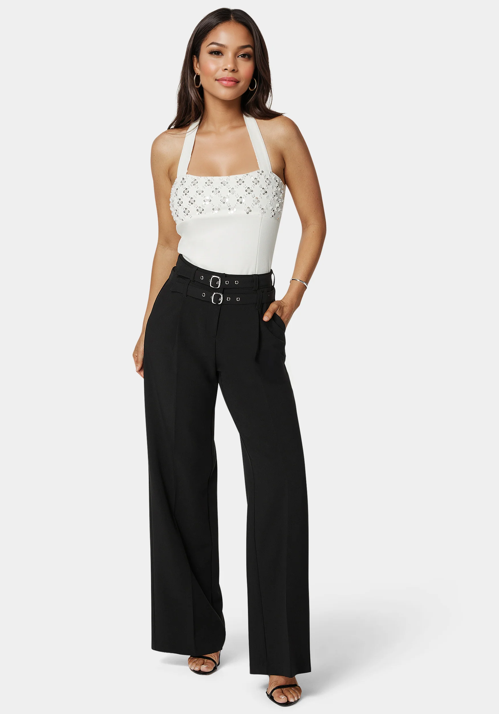 High Waist Double Belted Palazzo Pant - Image 2