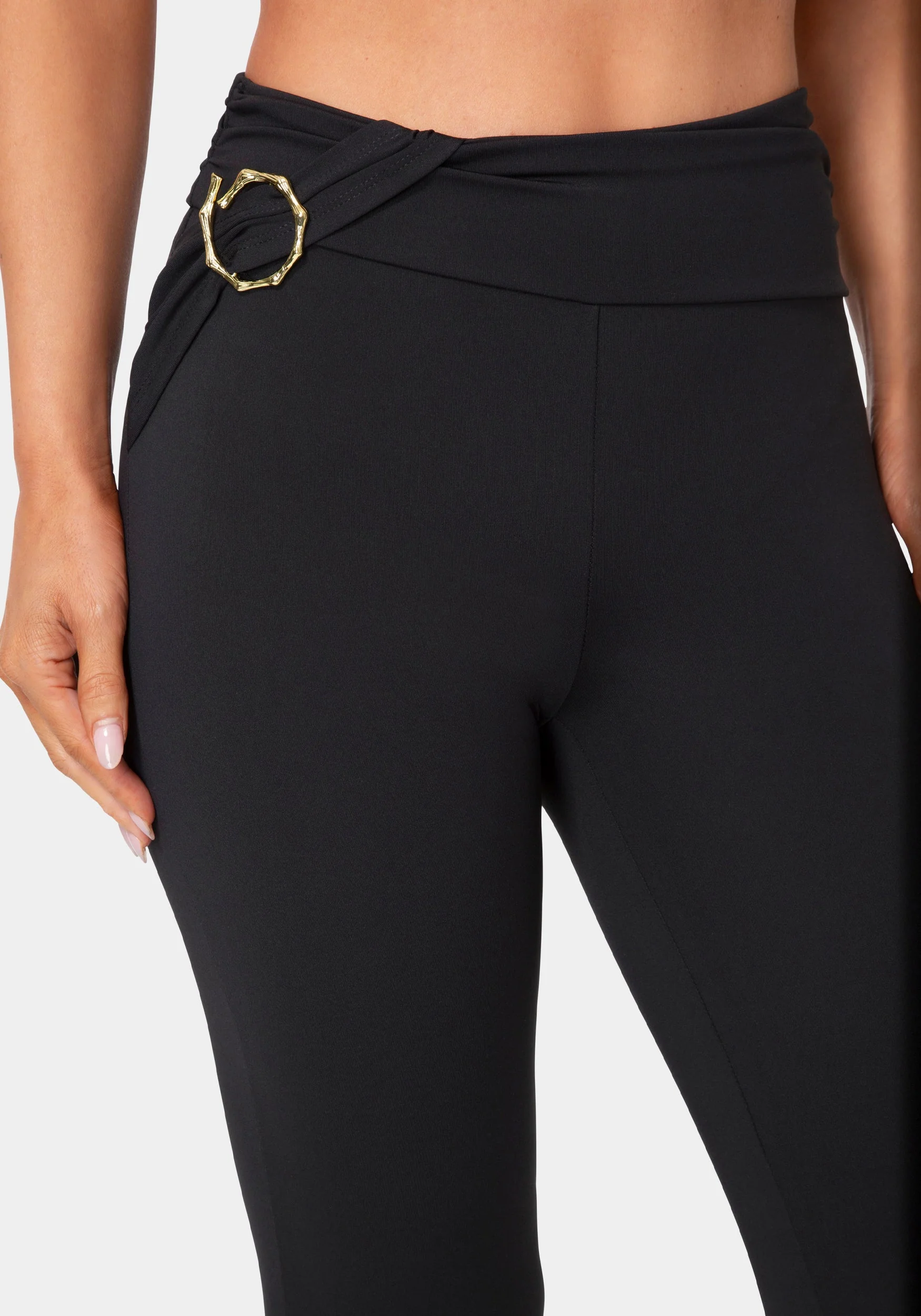 High Waist Draped Flare Leg Legging - Image 4
