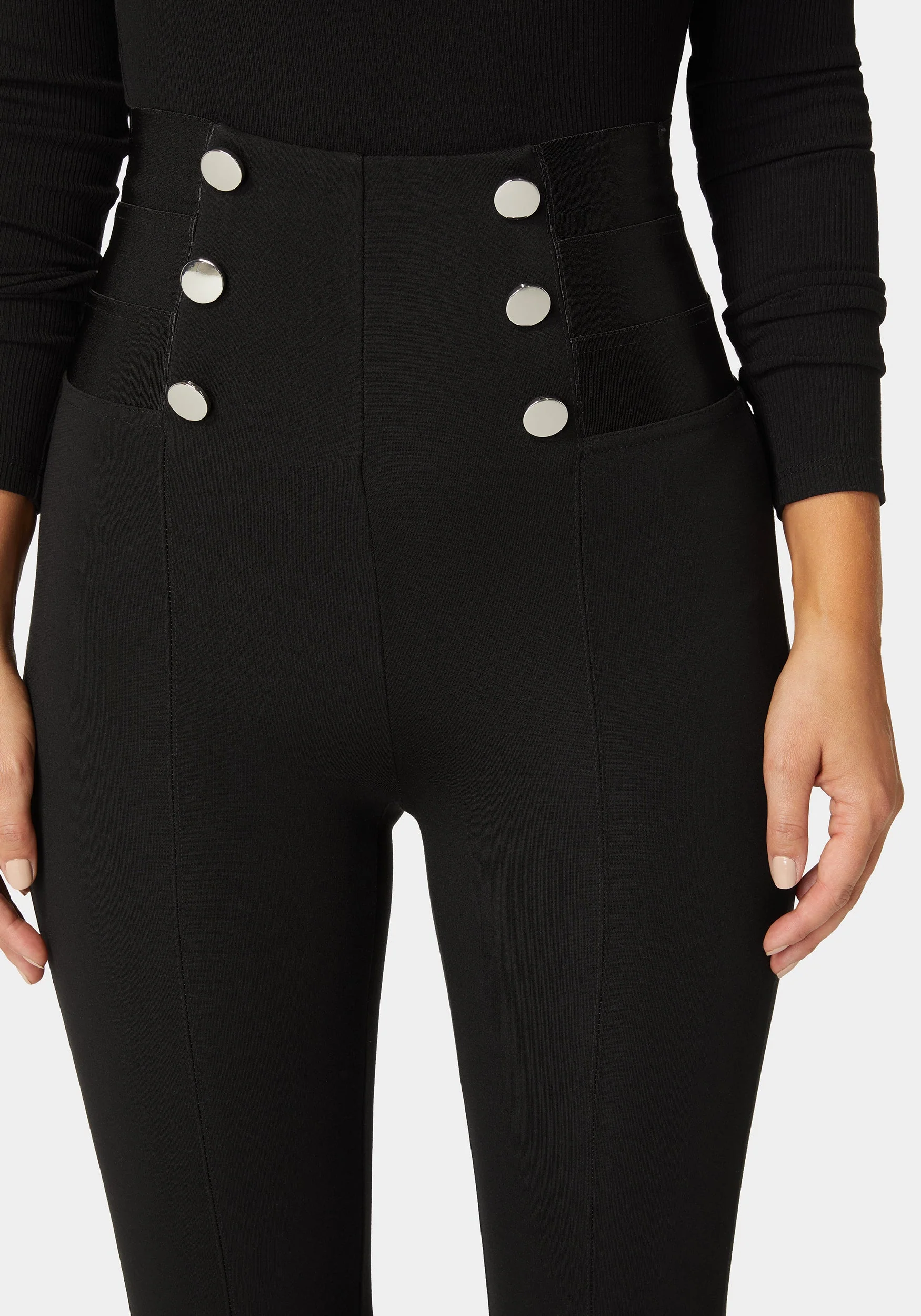 High Waist Elastic Waistband Knit Legging - Image 4