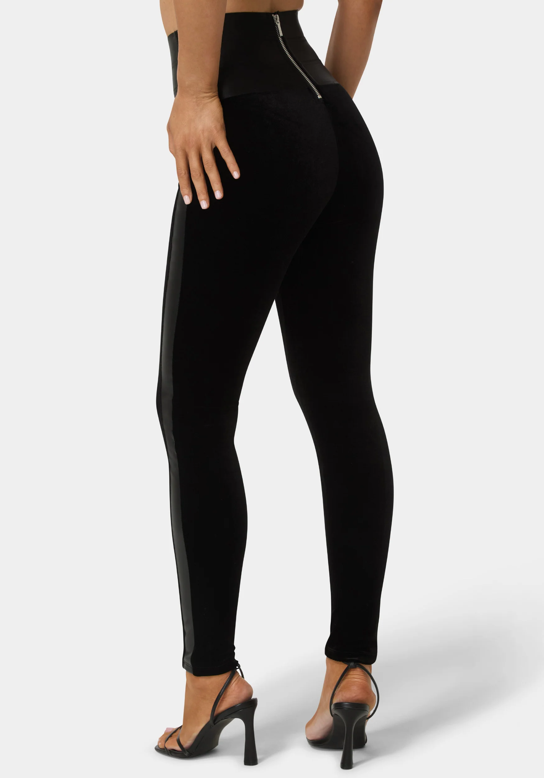High Waist Elastic Waistband Velour Legging - Image 3