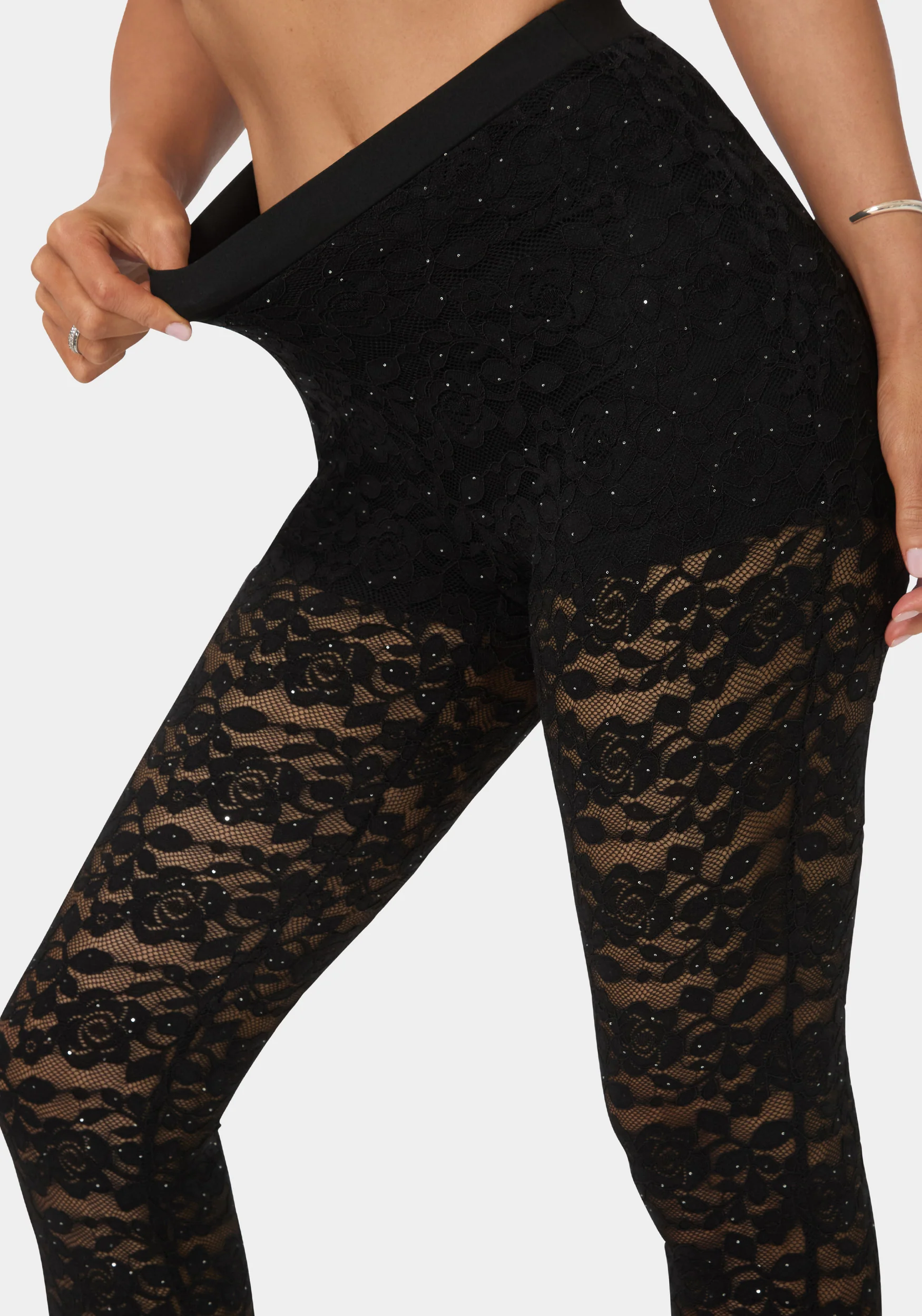 High Waist Embellished Stretch Lace Legging - Image 4