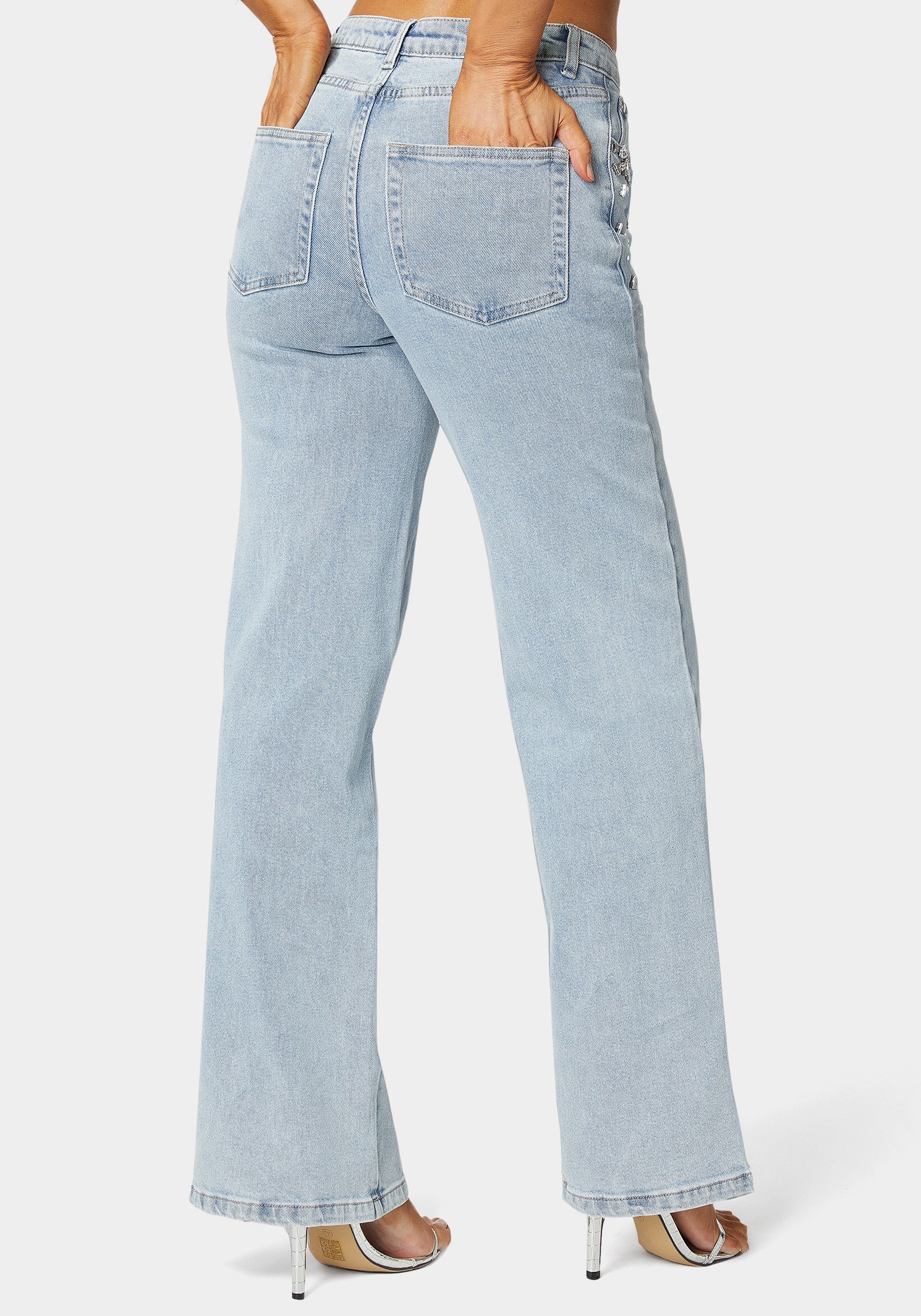 High Waist Embellished Wide Leg Jeans - Image 2