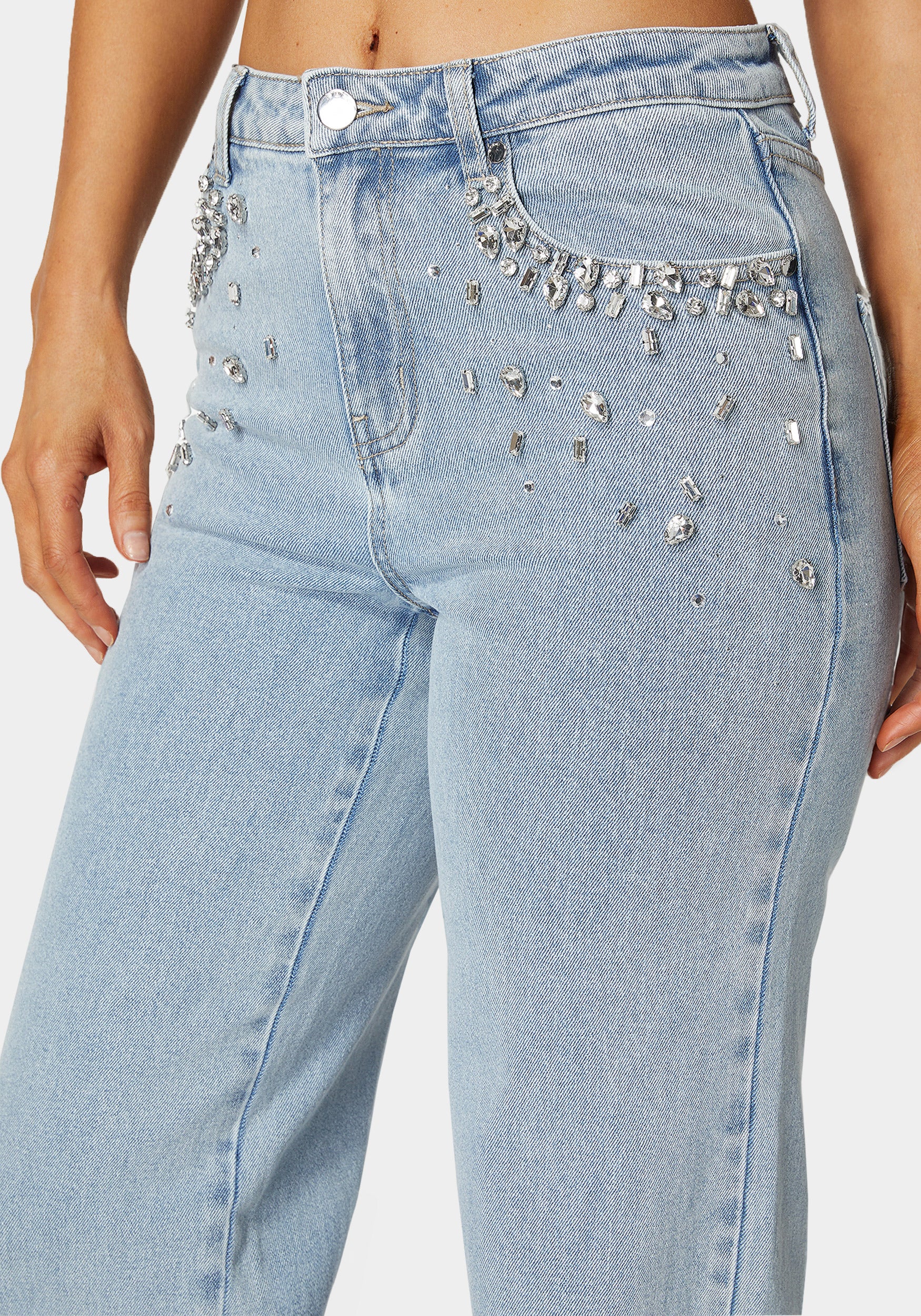High Waist Embellished Wide Leg Jeans - Image 3