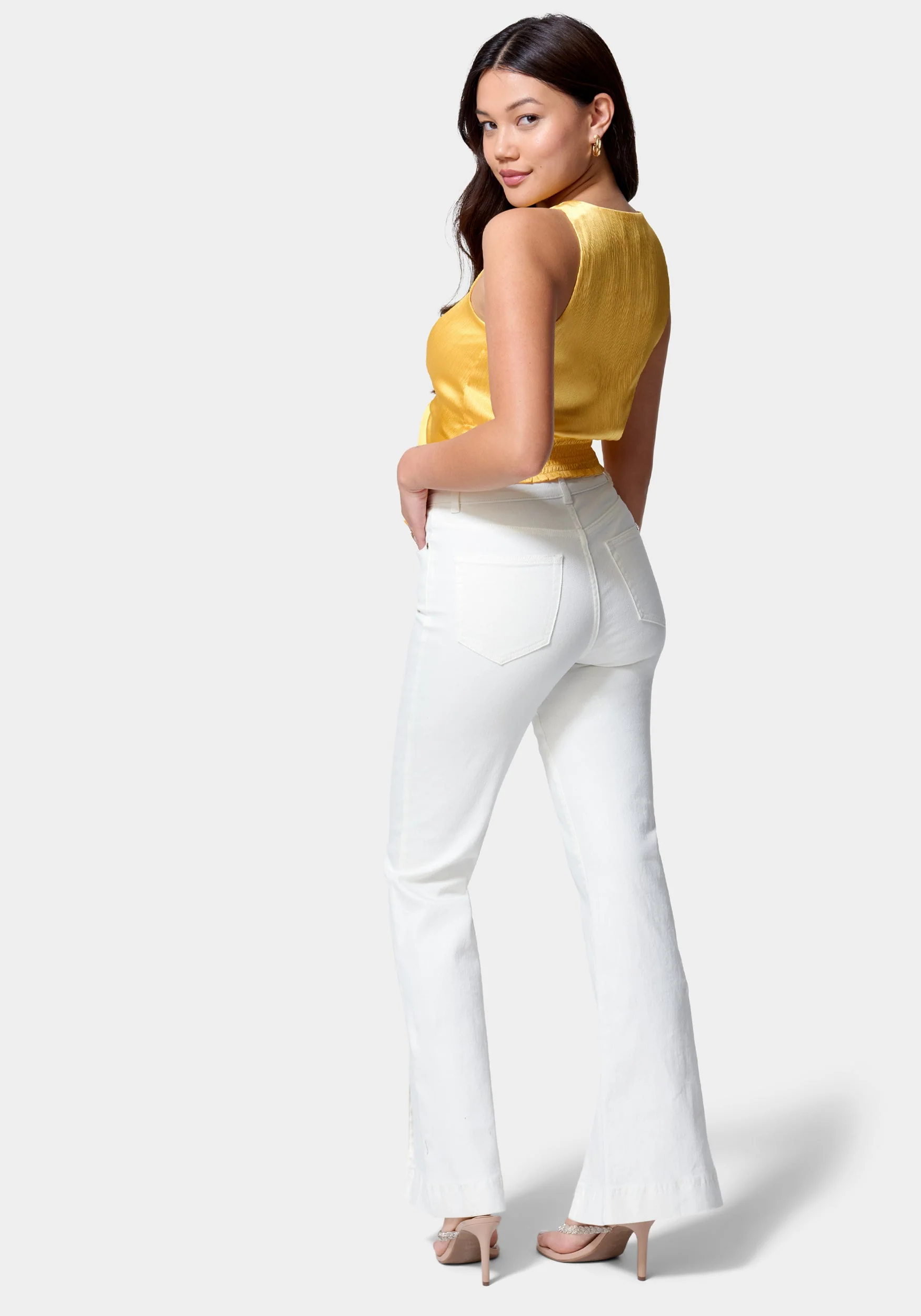 High Waist Front Slit Wide Leg Jeans - Image 3