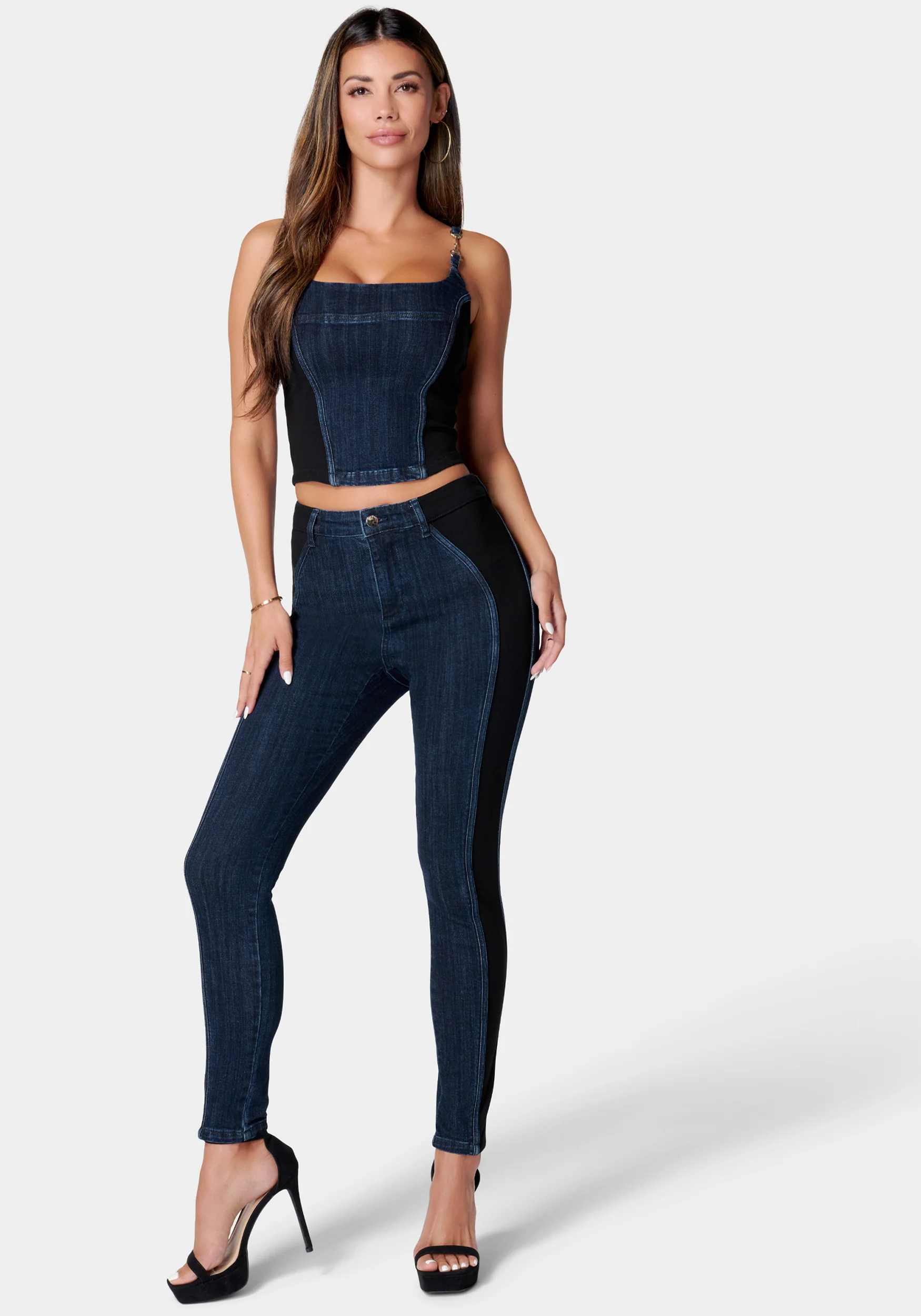 High Waist Knit Combo Skinny Jeans - Image 2