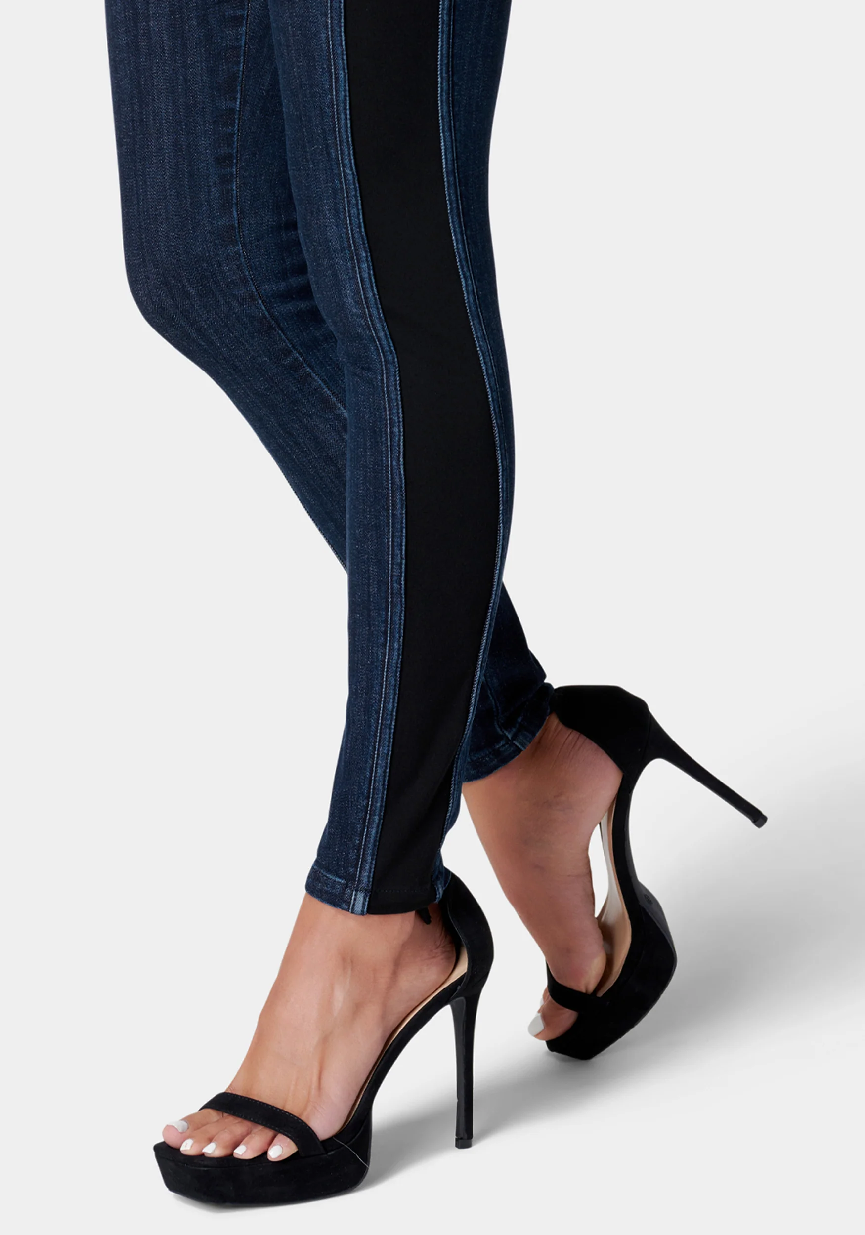 High Waist Knit Combo Skinny Jeans - Image 4