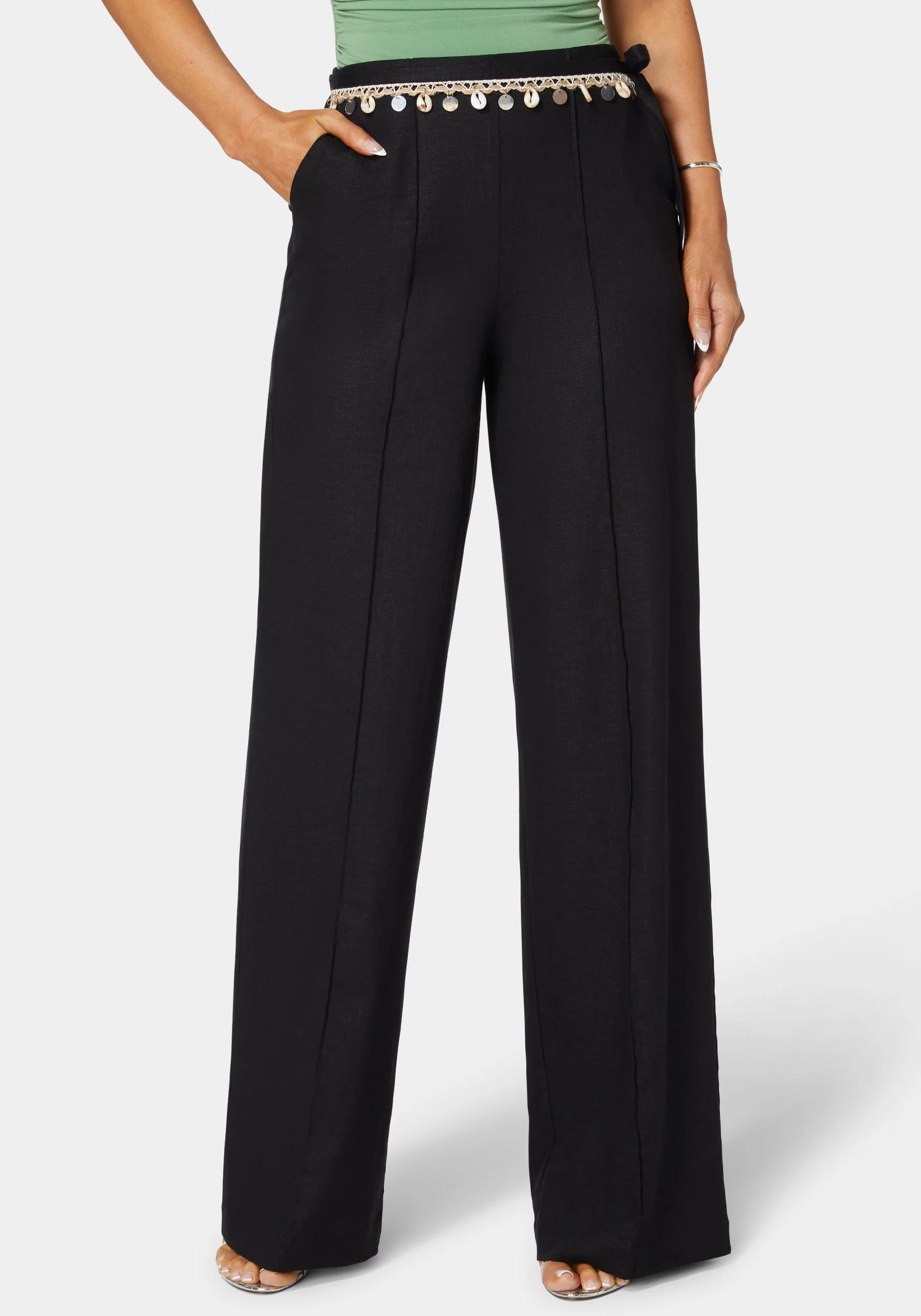 High Waist Linen Straight Leg Pant