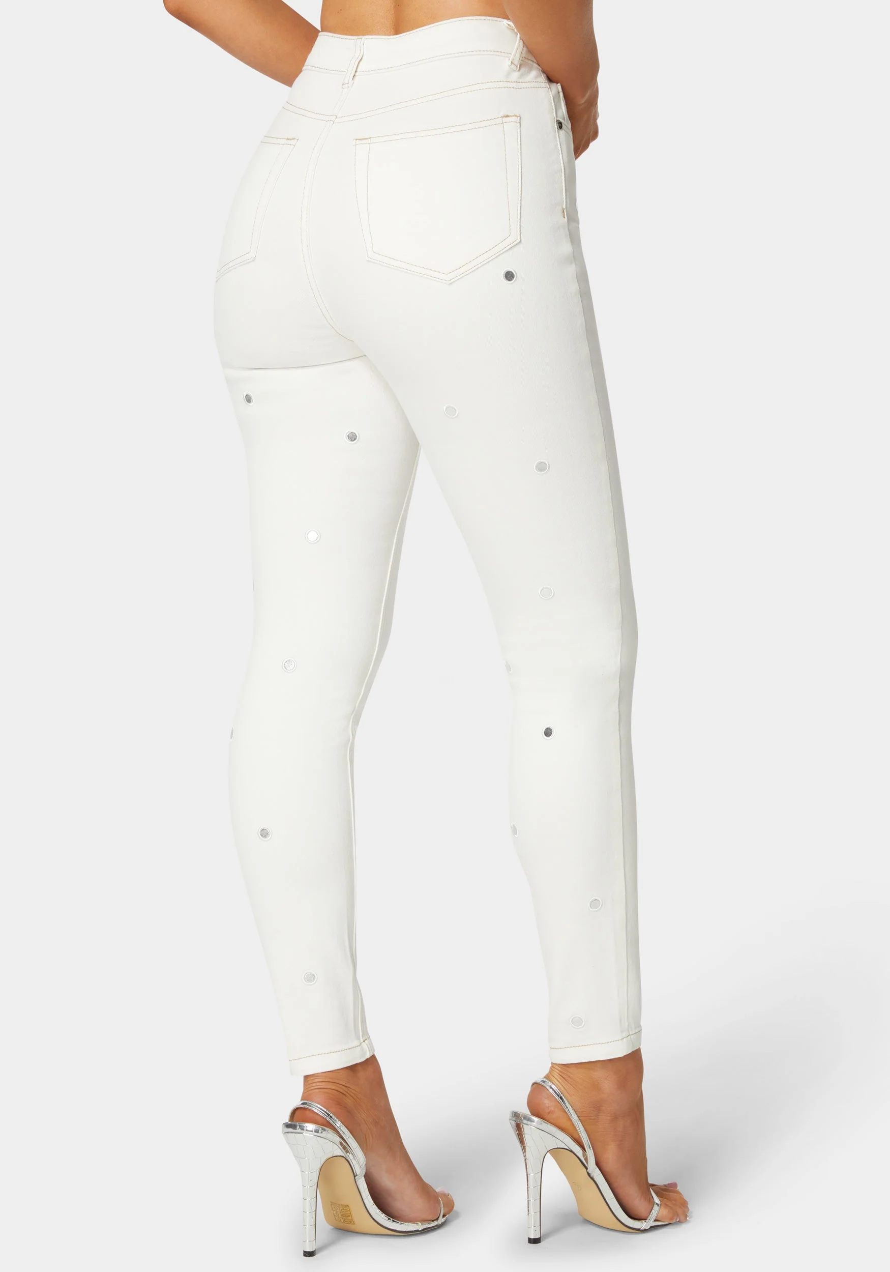 High Waist Mirror Effect Skinny Leg Jeans