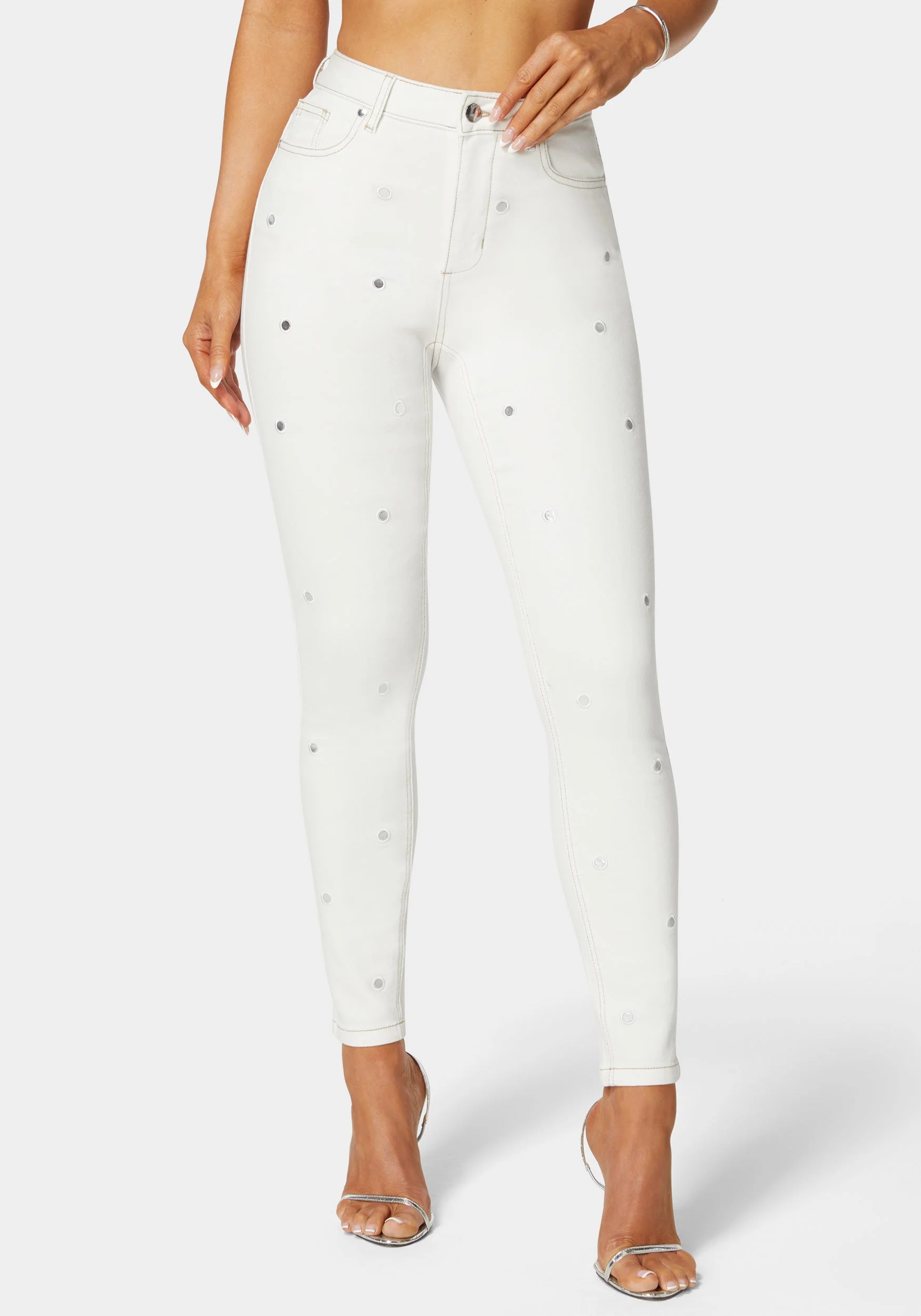 High Waist Mirror Effect Skinny Leg Jeans - Image 2