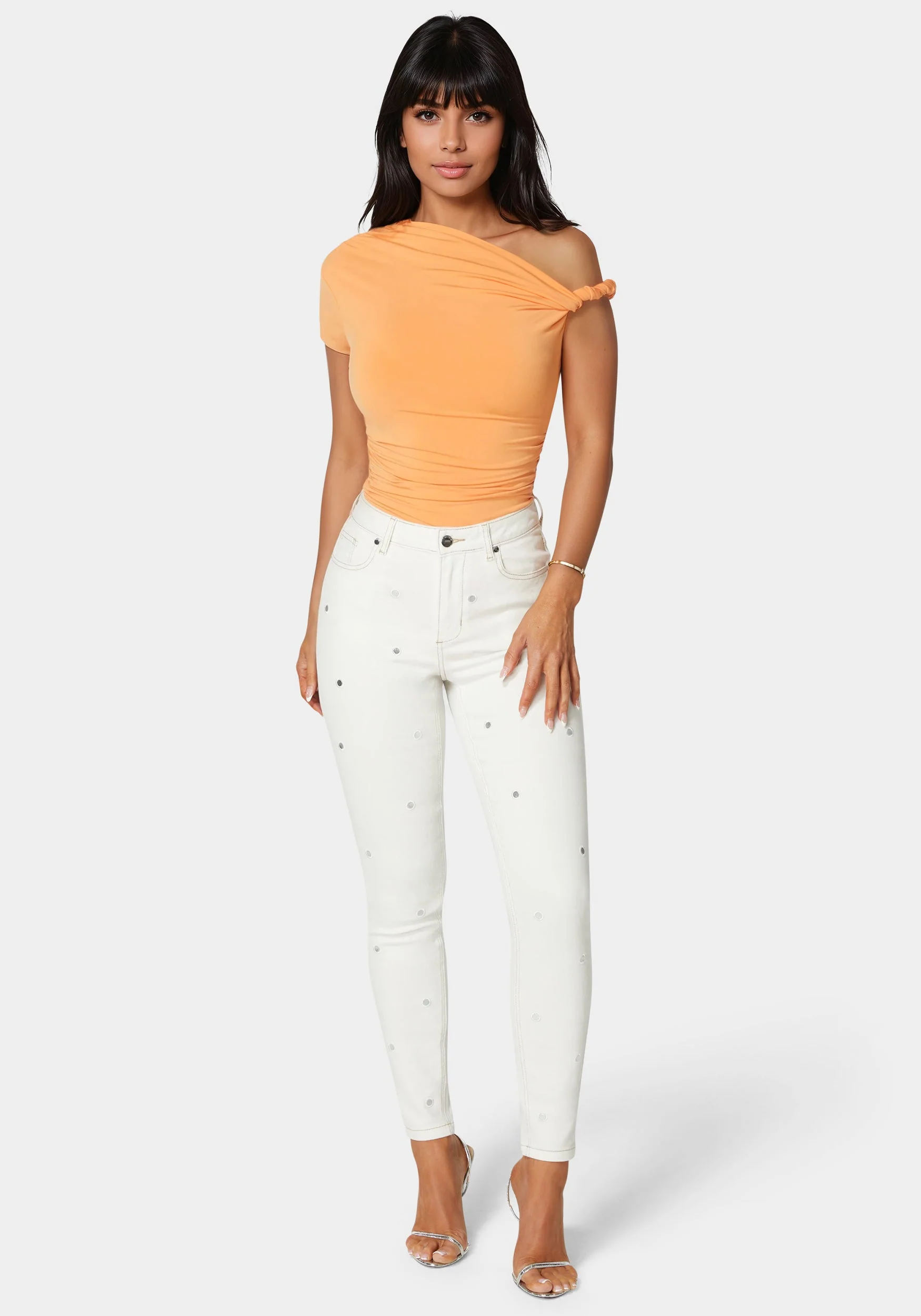 High Waist Mirror Effect Skinny Leg Jeans - Image 4